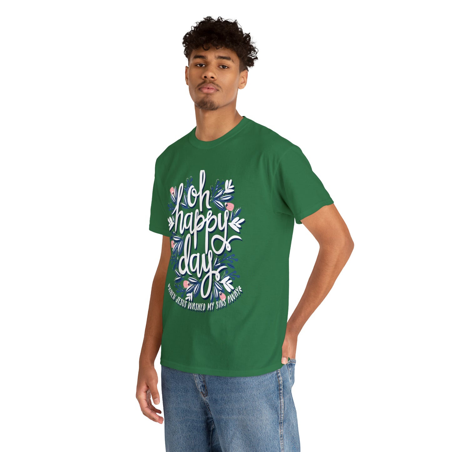 O Happy Day! When Jesus washed my sins away - Unisex Heavy Cotton Short Sleeve Tee