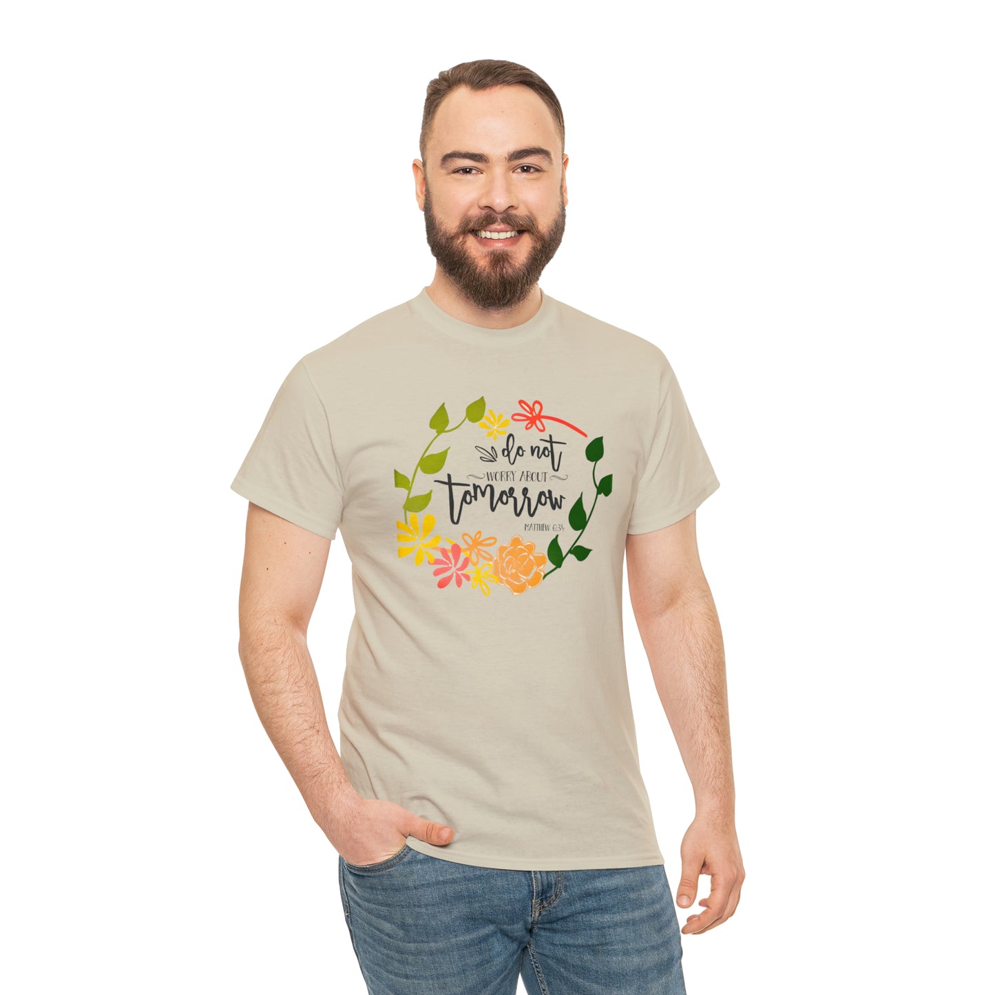 Do not worry about tomorrow (Matthew) - Unisex Heavy Cotton Short Sleeve Tee