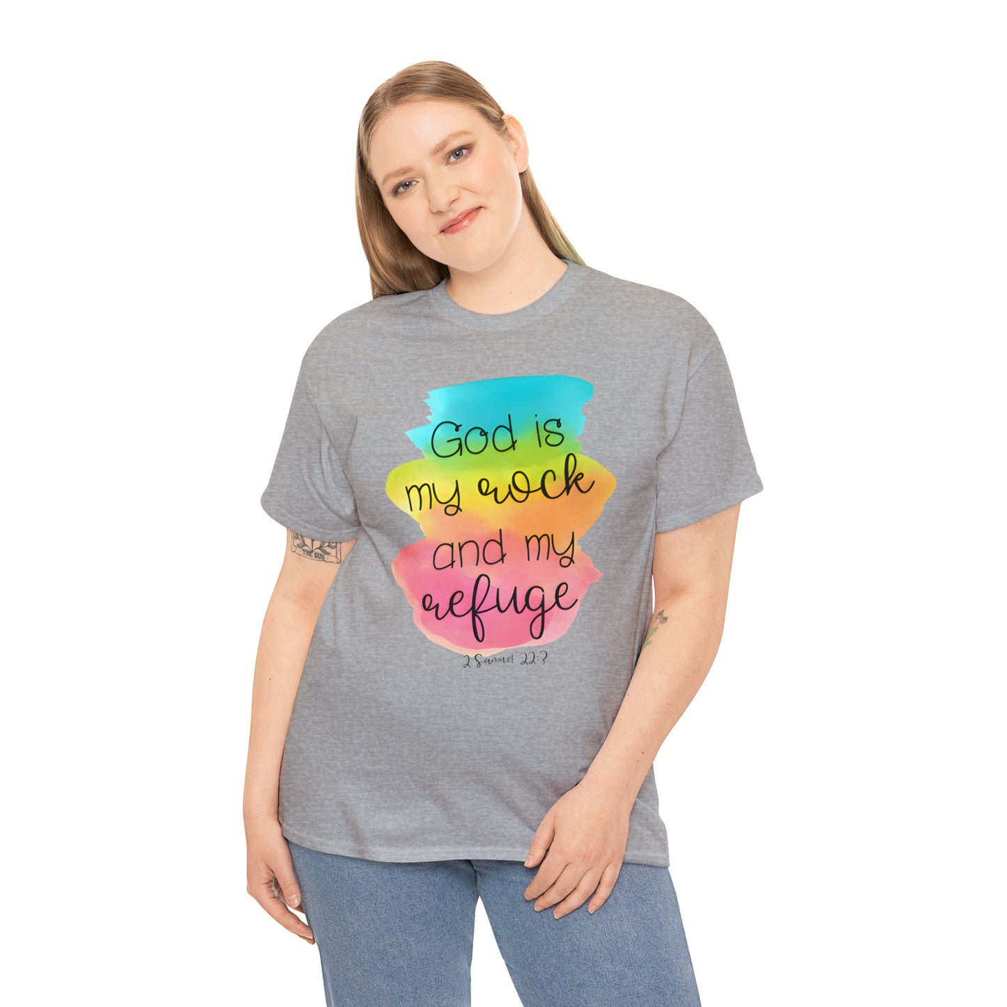 God is my rock and my refuge - Unisex Heavy Cotton Short Sleeve Tee