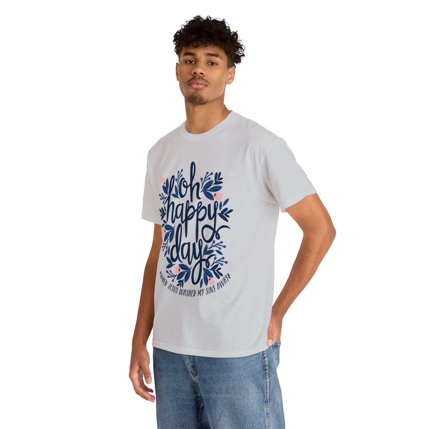 O Happy Day! When Jesus washed my sins away - Unisex Heavy Cotton Short Sleeve Tee