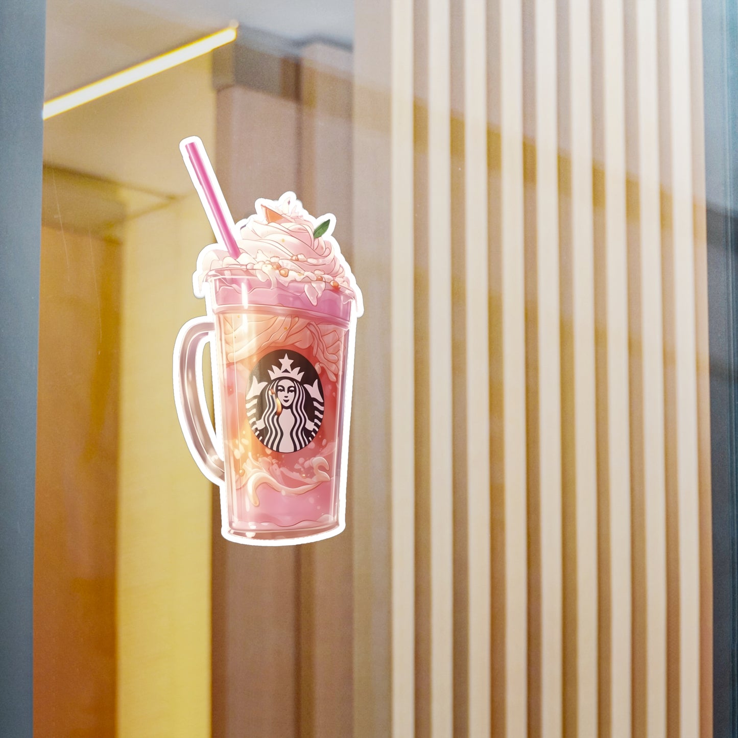 Pink Starbucks Drink (Anime Art Style)  Kiss-Cut Vinyl Decals