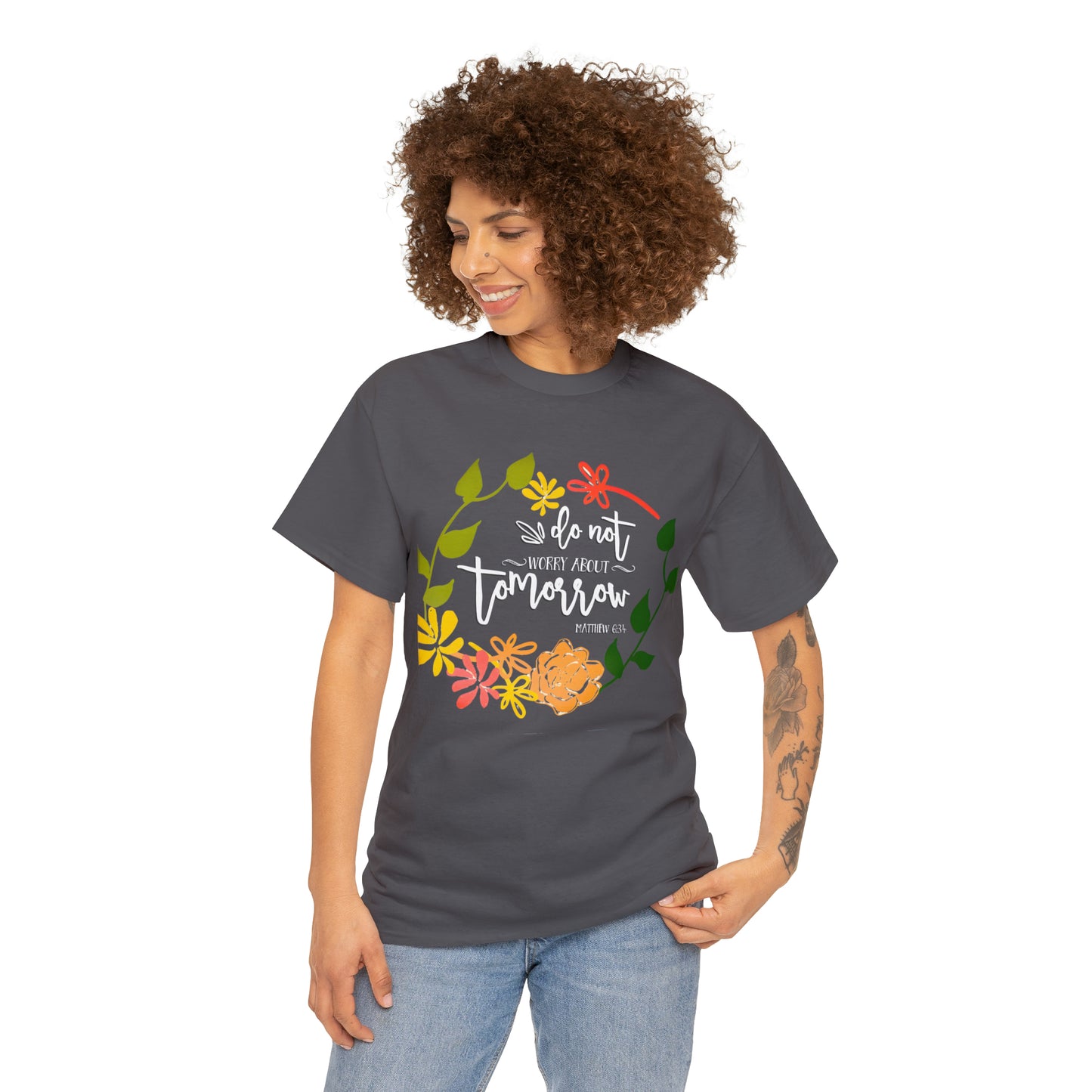 Do not worry about tomorrow (Matthew) - Unisex Heavy Cotton Short Sleeve Tee