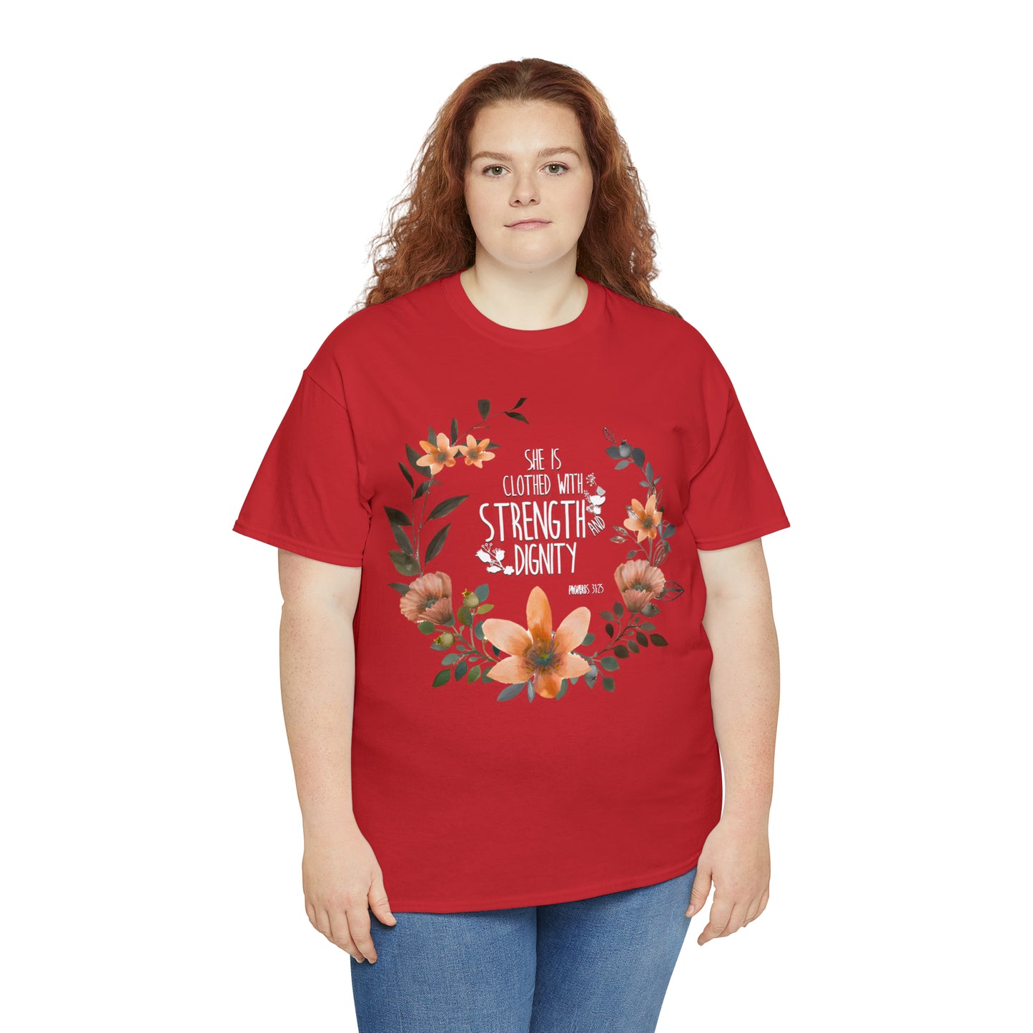 She is clothed with Strength and Dignity - Unisex Heavy Cotton Short Sleeve Tee