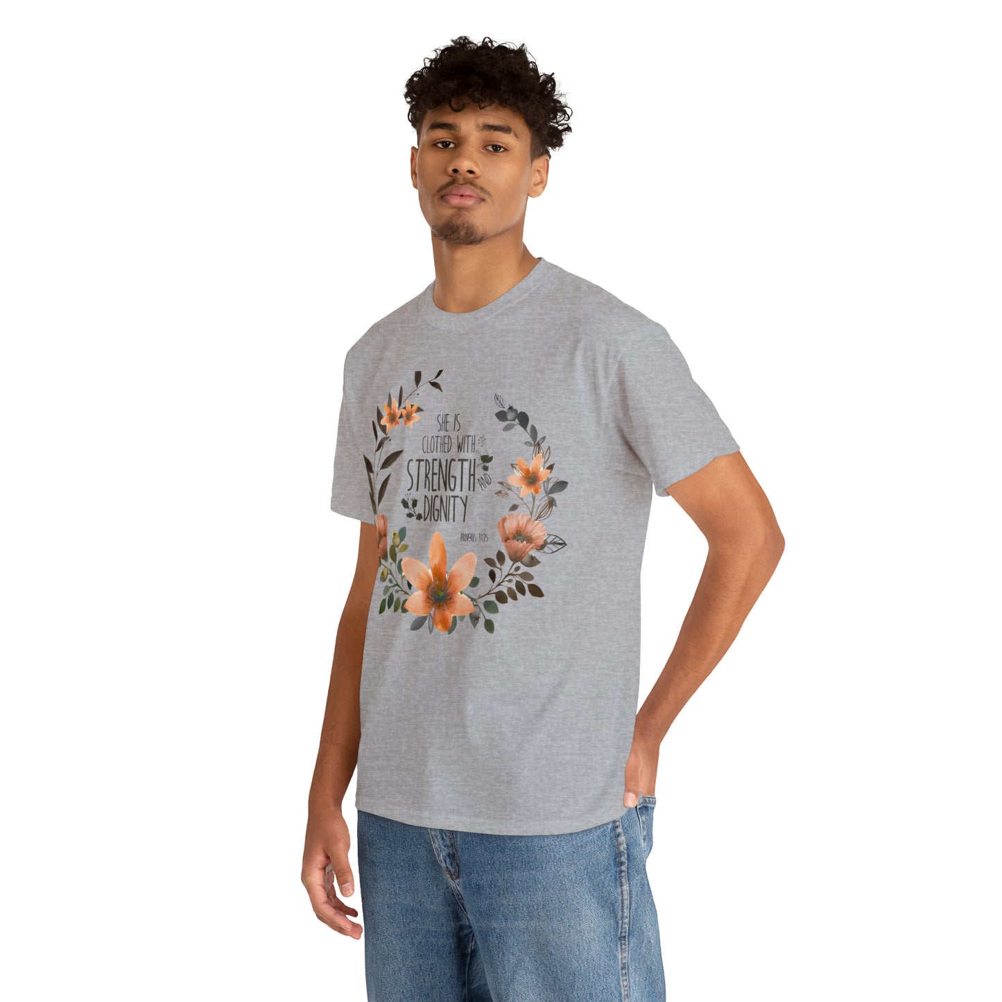 She is clothed with Strength and Dignity - Unisex Heavy Cotton Short Sleeve Tee