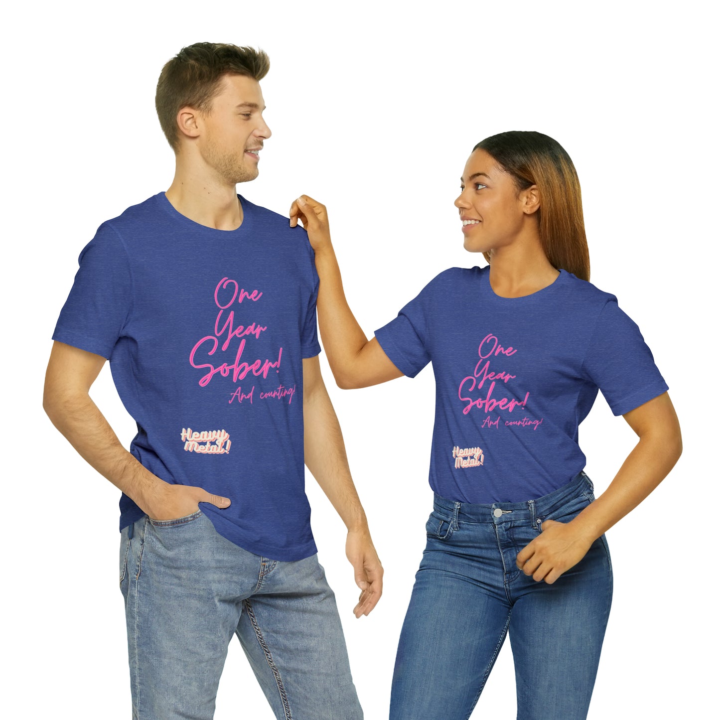 One Year Sober “Heavy Metal” Summer Font  (1 Year Sober) Unisex Jersey Short Sleeve Tee