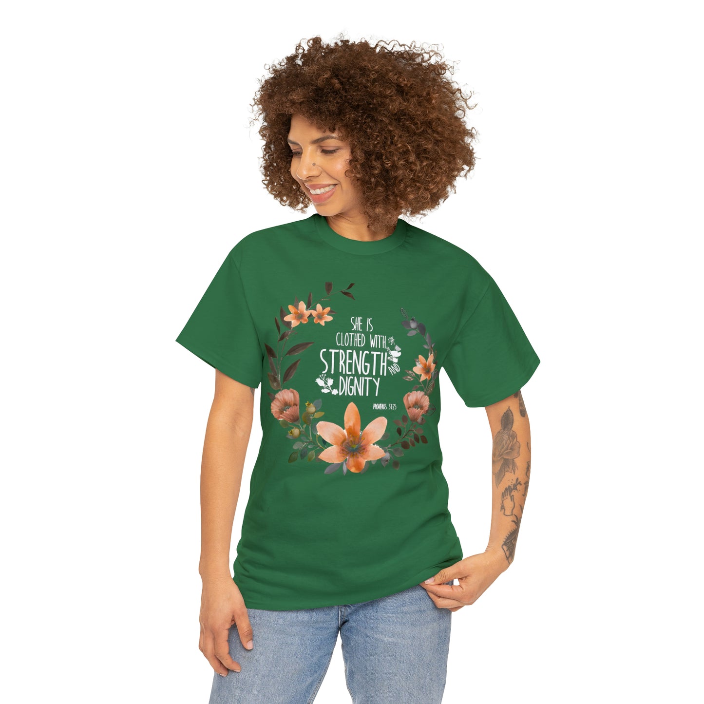 She is clothed with Strength and Dignity - Unisex Heavy Cotton Short Sleeve Tee