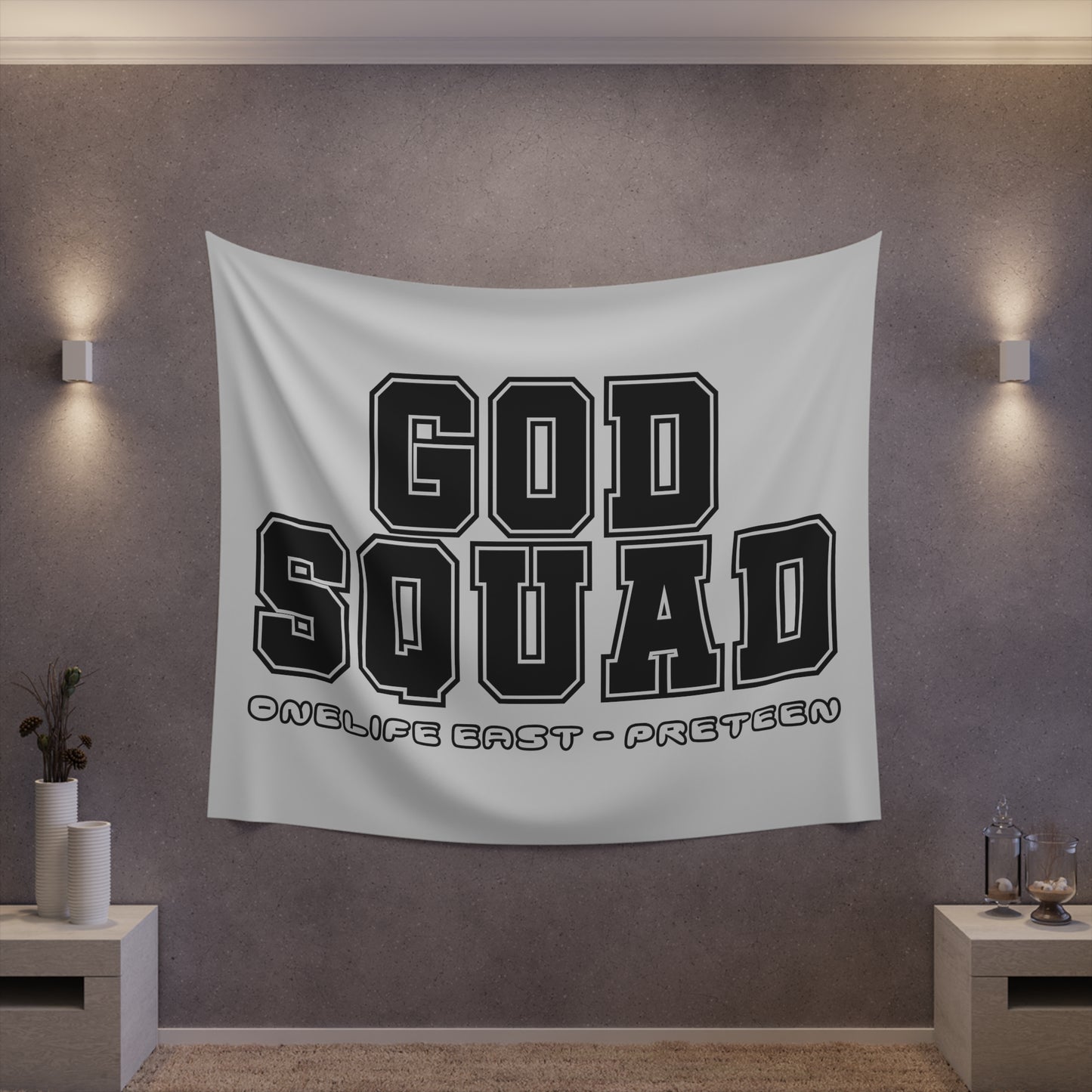 “God Squad” - Pre-Teen Room - Printed Wall Tapestry