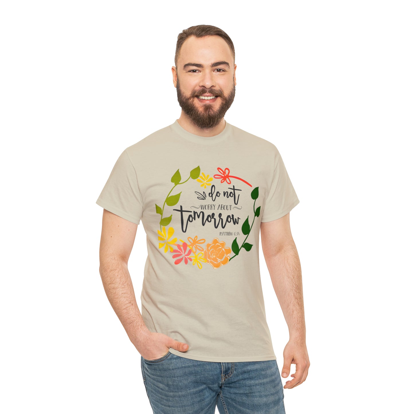 Do not worry about tomorrow (Matthew) - Unisex Heavy Cotton Short Sleeve Tee