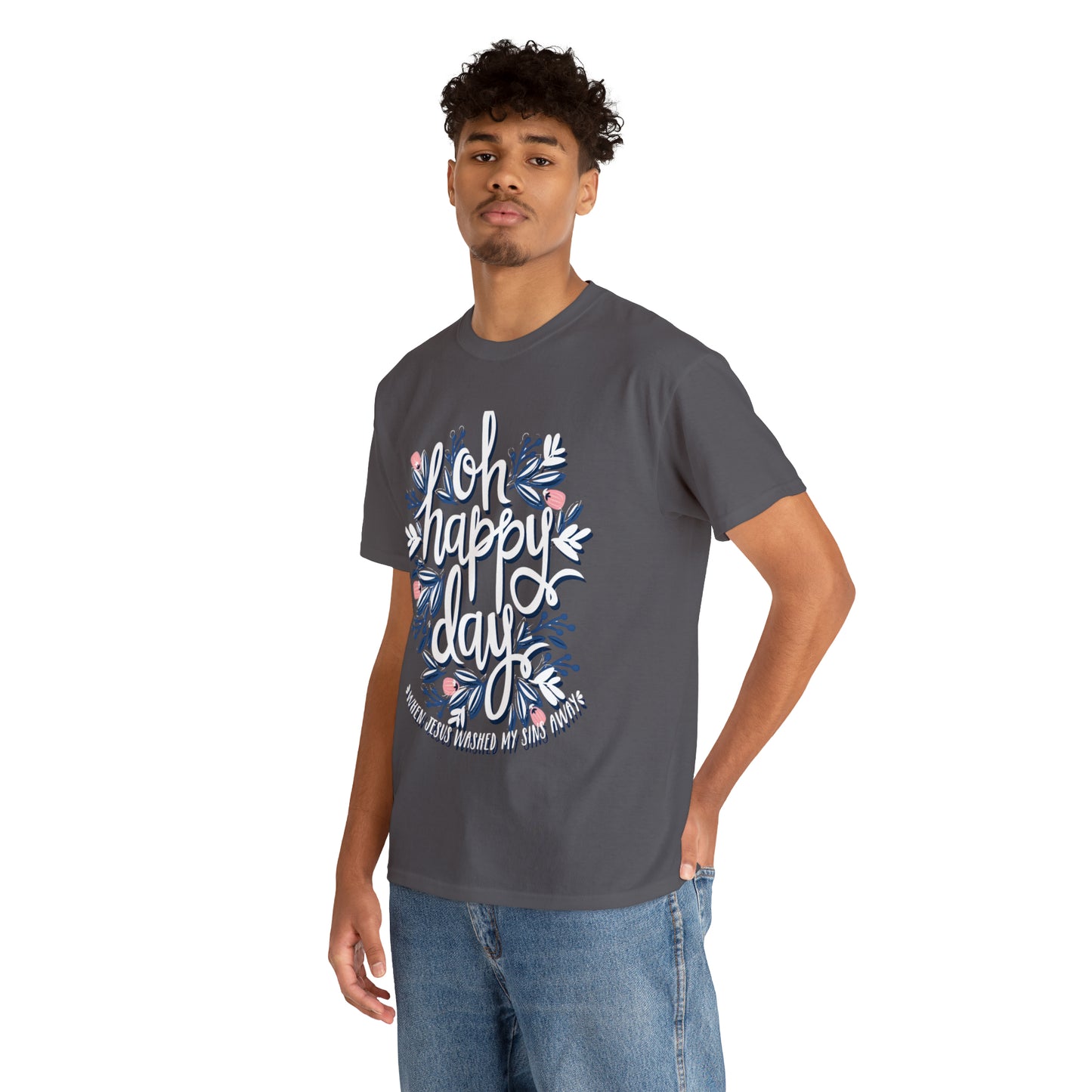 O Happy Day! When Jesus washed my sins away - Unisex Heavy Cotton Short Sleeve Tee