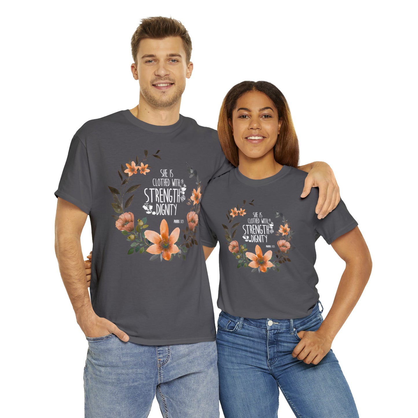 She is clothed with Strength and Dignity - Unisex Heavy Cotton Short Sleeve Tee