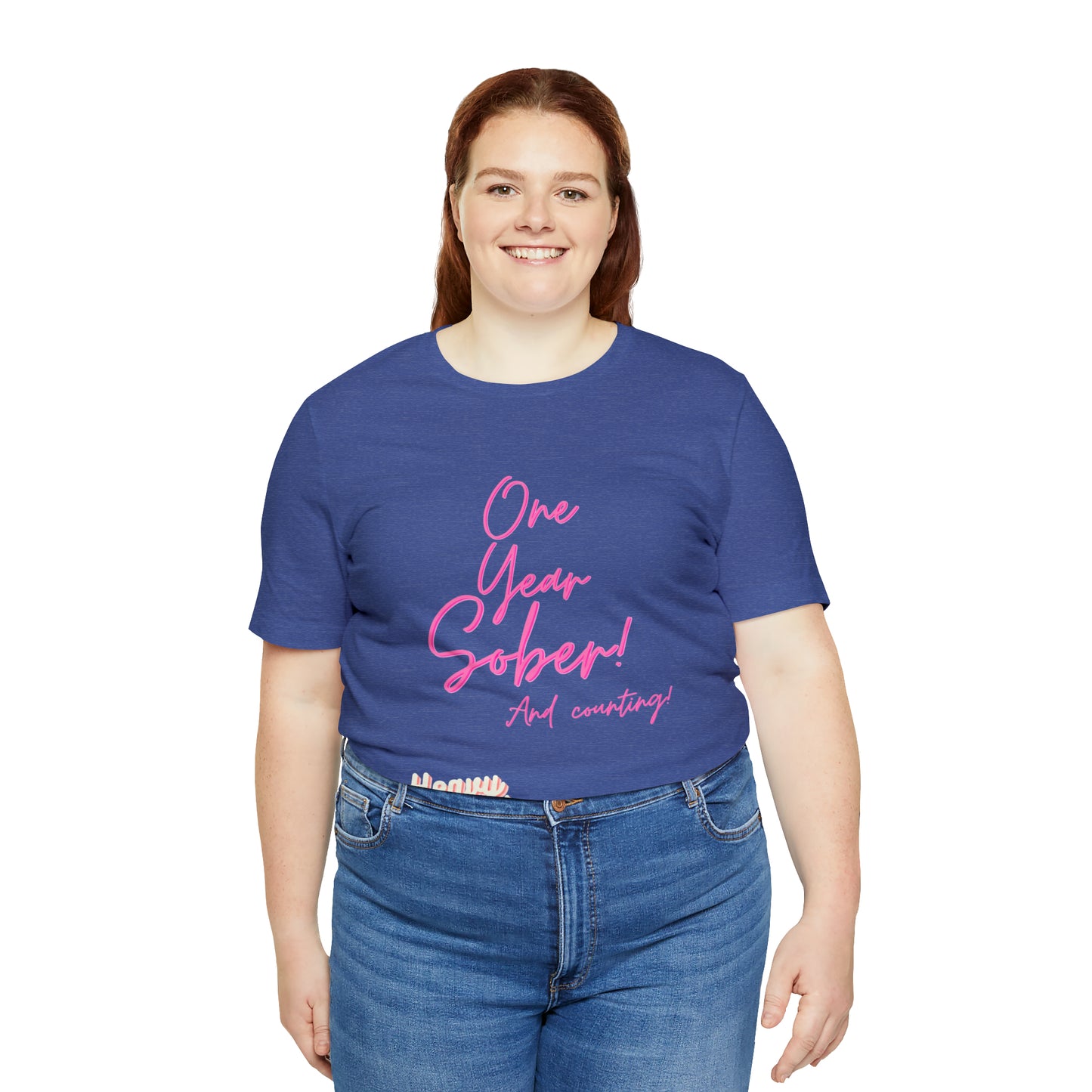 One Year Sober “Heavy Metal” Summer Font  (1 Year Sober) Unisex Jersey Short Sleeve Tee
