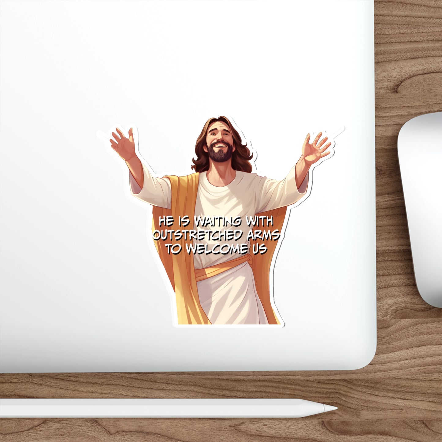 He is Waiting with Outstretched Arms to Welcome Us - Dialogue-3  Die-Cut Stickers (MB)