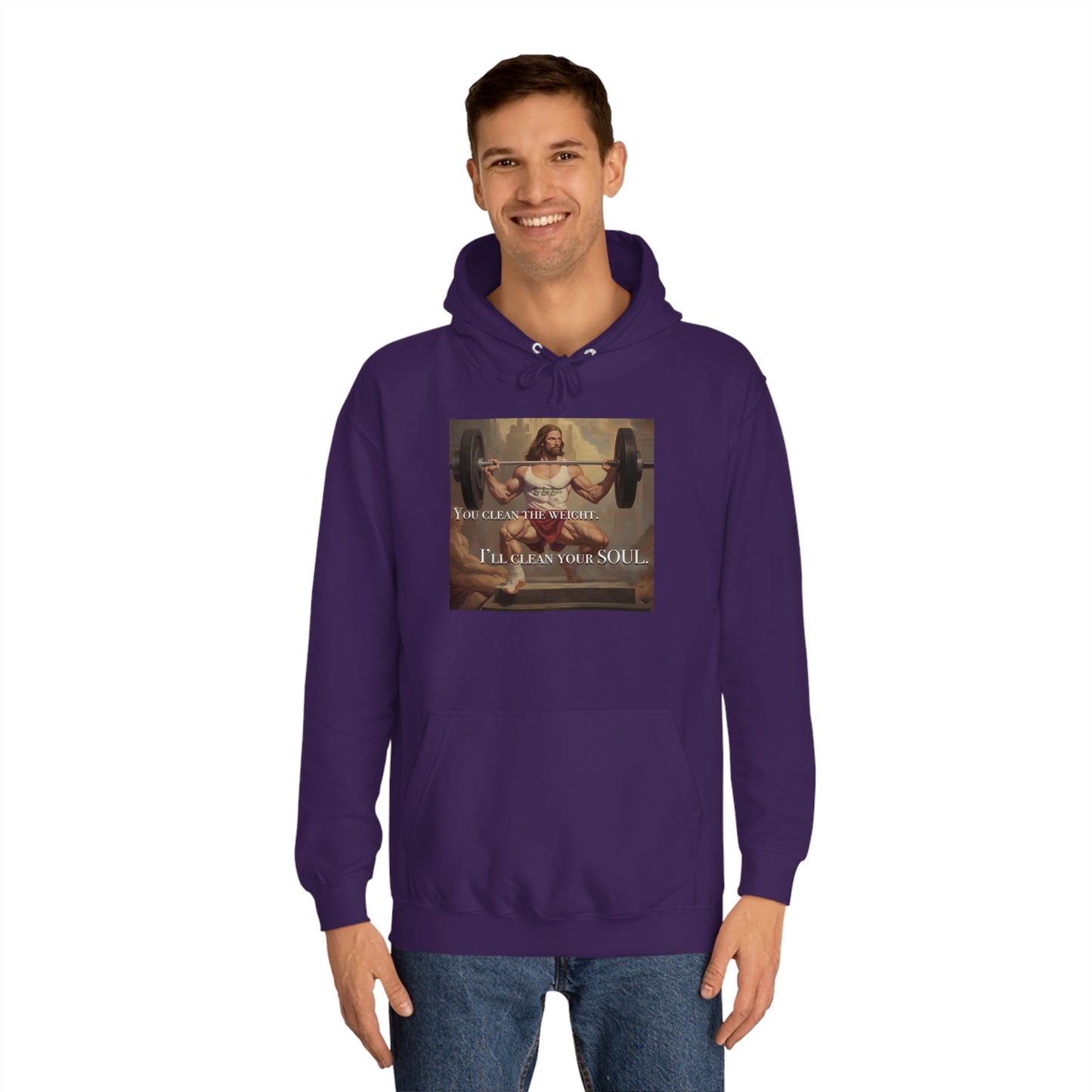 Body Builder Jesus Power Cleans Your Soul Unisex College Hoodie