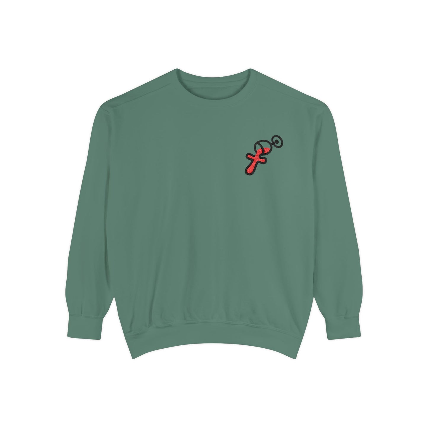 “Sip of Sacrifice” Embroidered Crewneck — Disciple Dad (Water-Into-Wine Drop Collection)