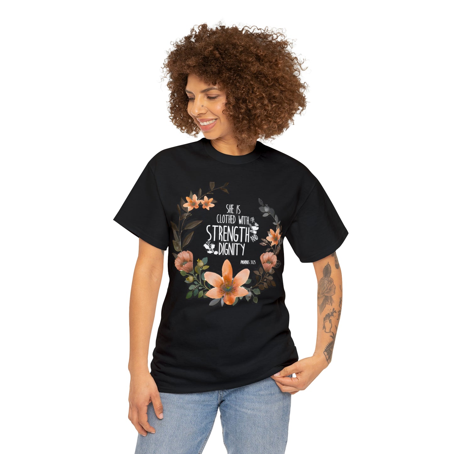 She is clothed with Strength and Dignity - Unisex Heavy Cotton Short Sleeve Tee