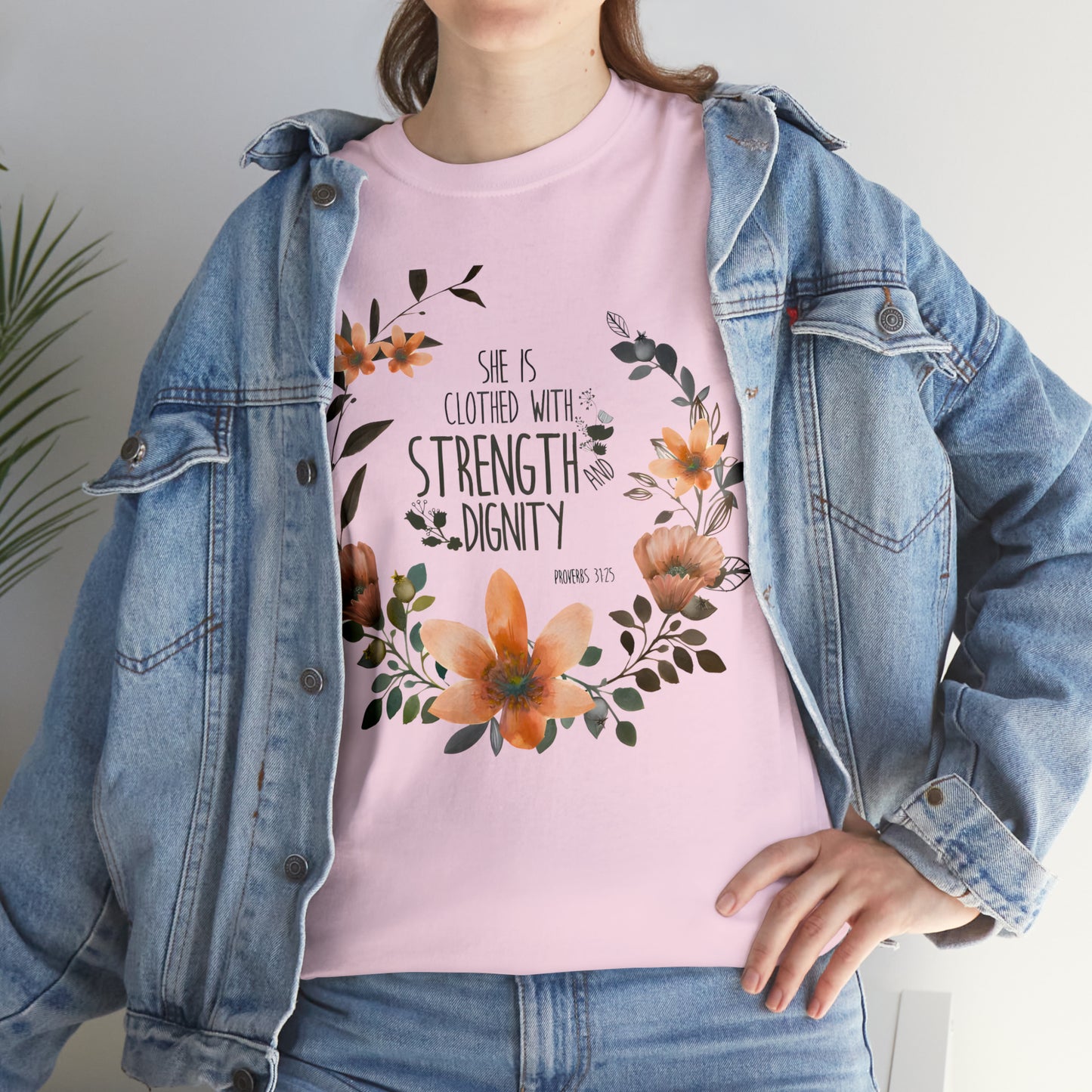 She is clothed with Strength and Dignity - Unisex Heavy Cotton Short Sleeve Tee