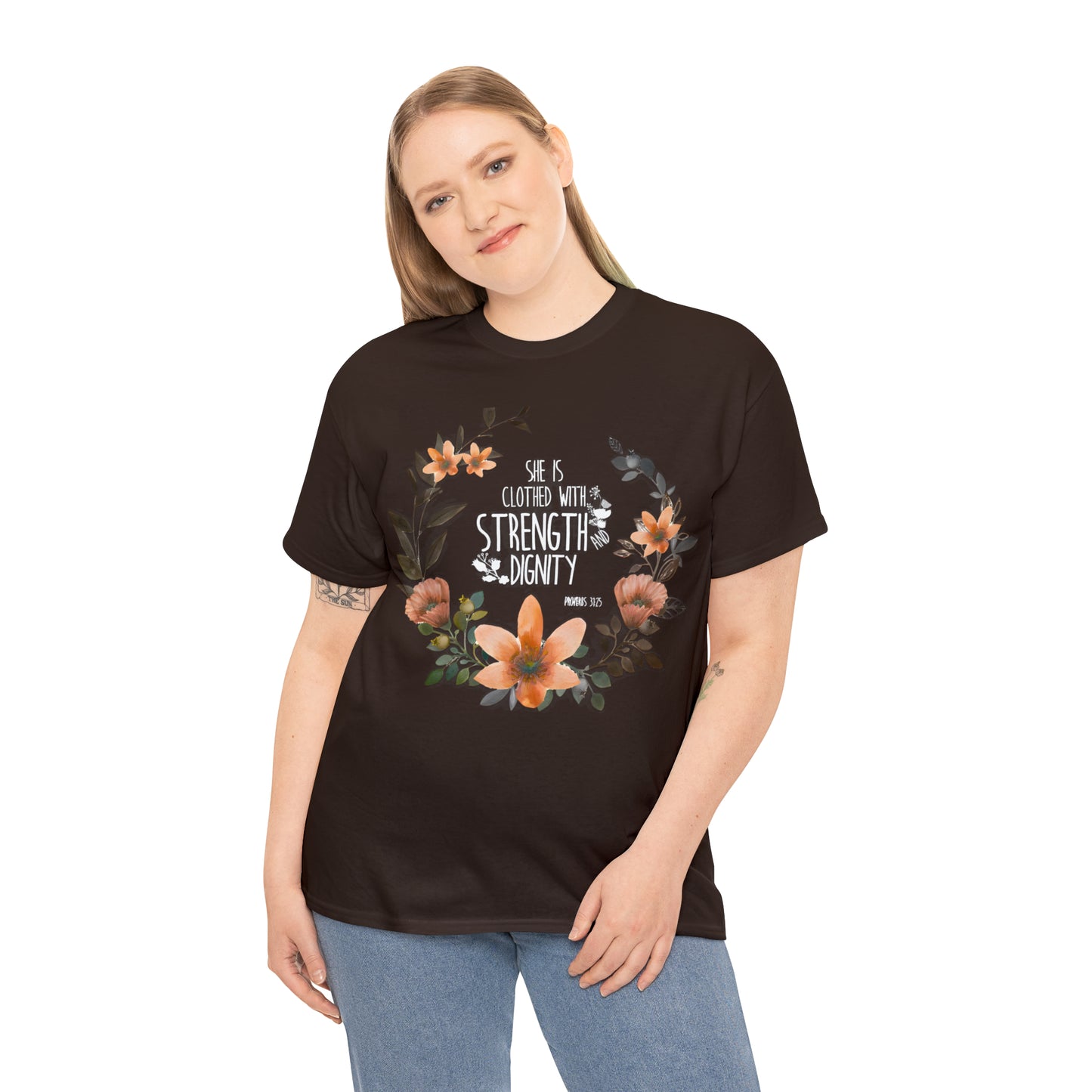 She is clothed with Strength and Dignity - Unisex Heavy Cotton Short Sleeve Tee
