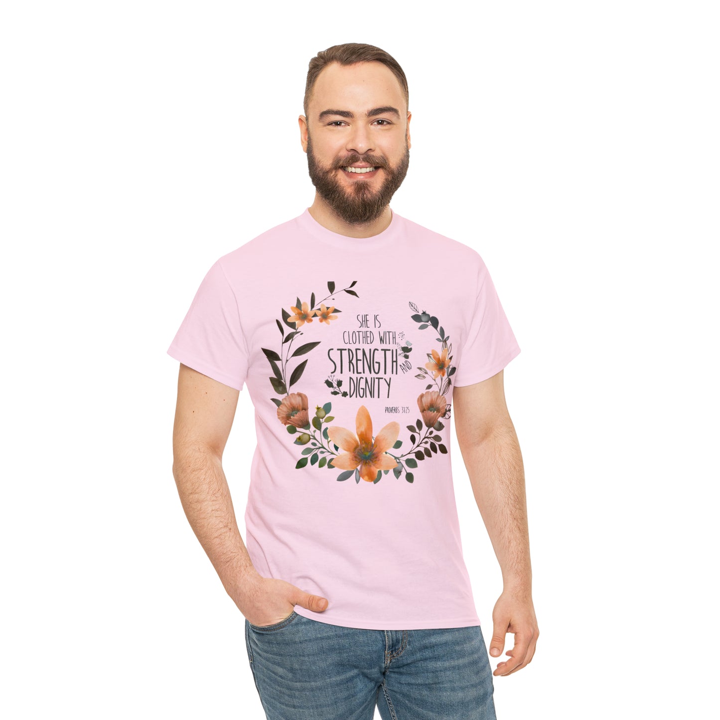 She is clothed with Strength and Dignity - Unisex Heavy Cotton Short Sleeve Tee