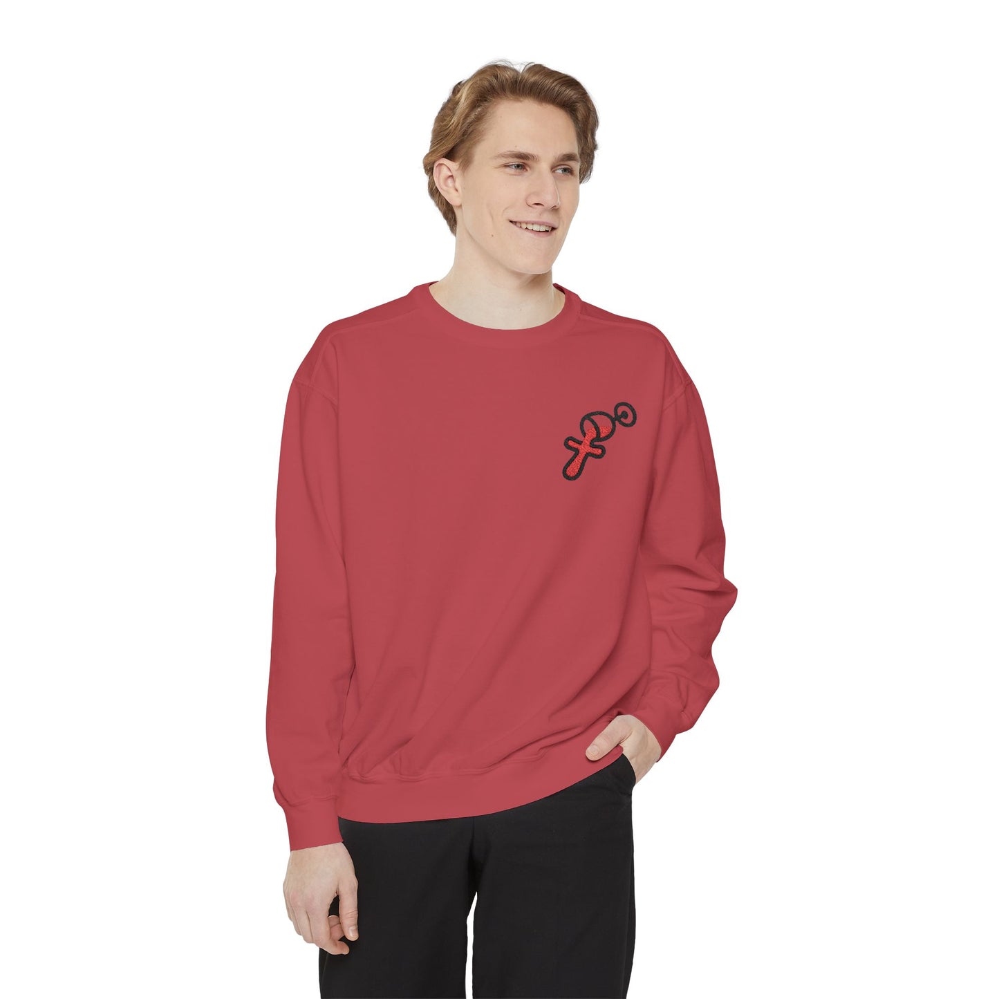 “Sip of Sacrifice” Embroidered Crewneck — Disciple Dad (Water-Into-Wine Drop Collection)