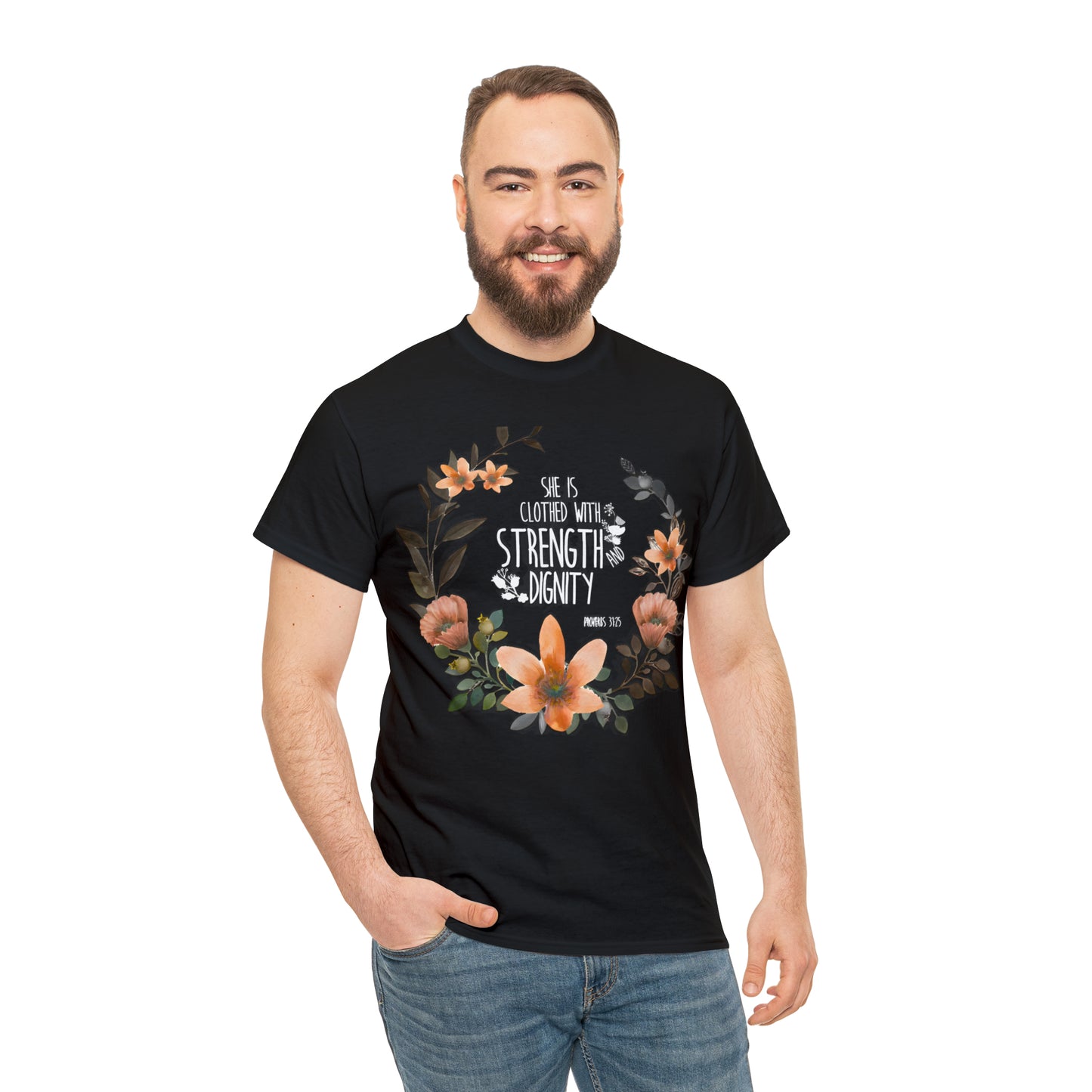 She is clothed with Strength and Dignity - Unisex Heavy Cotton Short Sleeve Tee