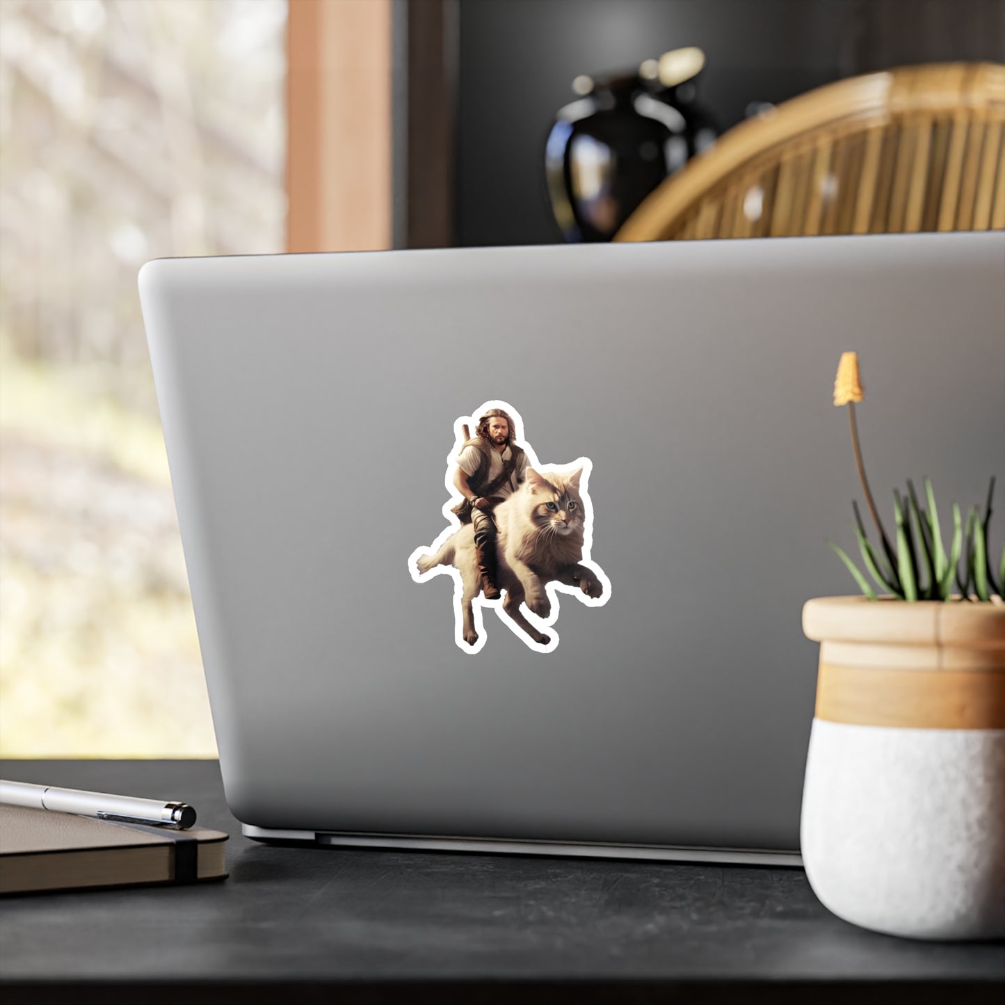 Jesus on a Giant Cat Kiss-Cut Vinyl Decals