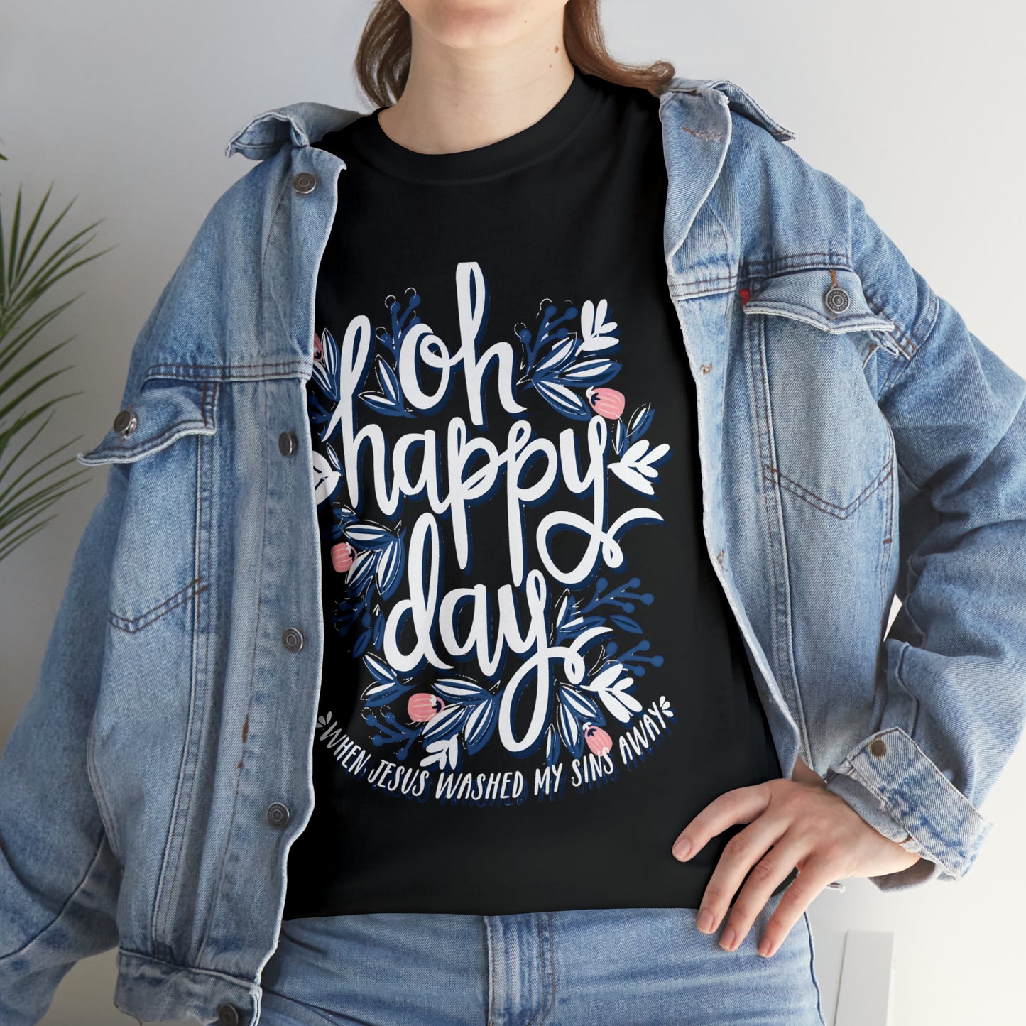 O Happy Day! When Jesus washed my sins away - Unisex Heavy Cotton Short Sleeve Tee