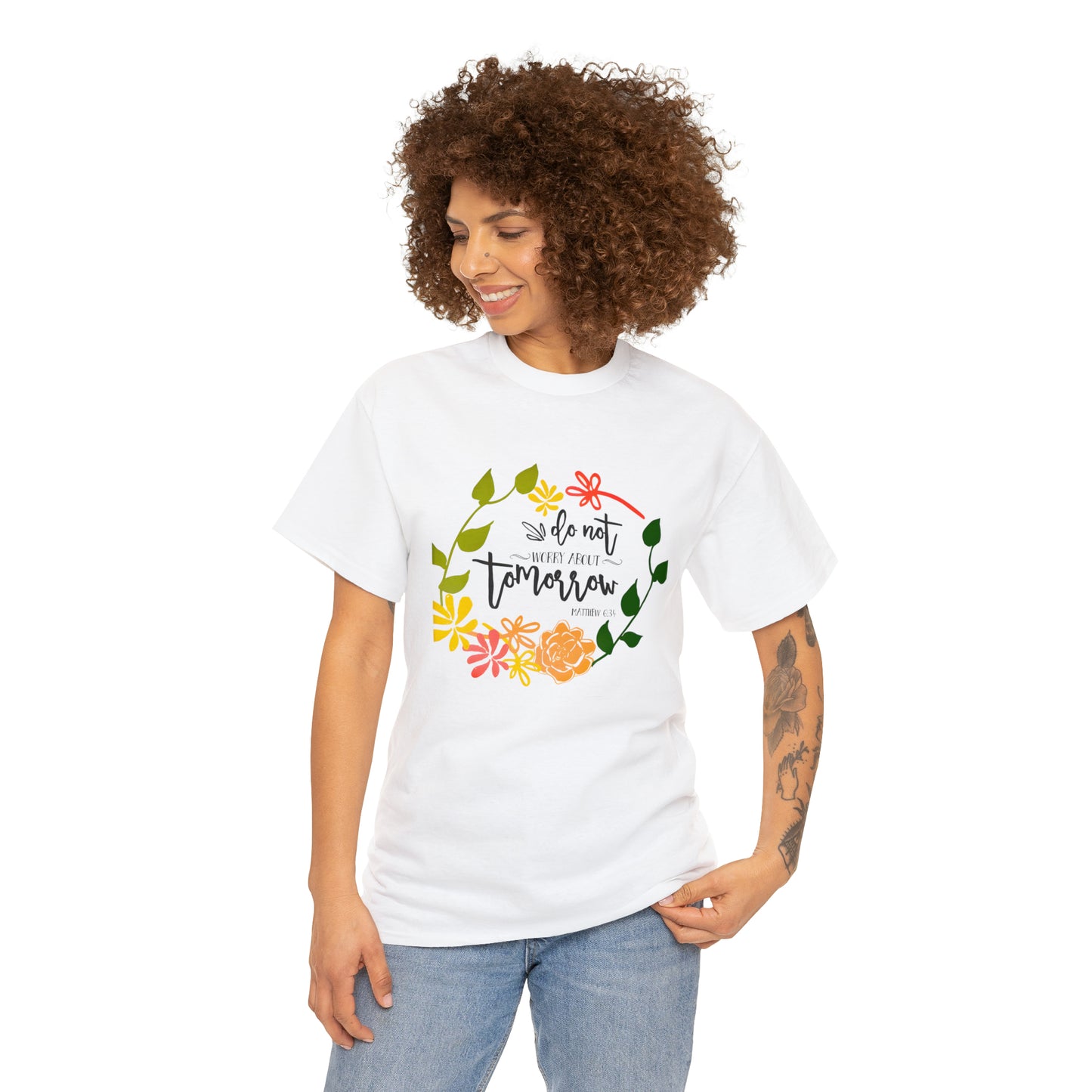 Do not worry about tomorrow (Matthew) - Unisex Heavy Cotton Short Sleeve Tee