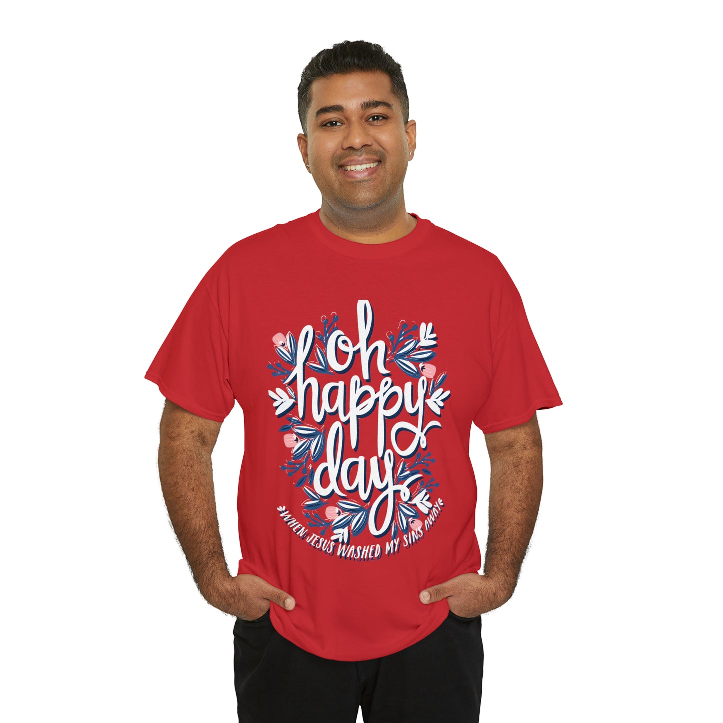 O Happy Day! When Jesus washed my sins away - Unisex Heavy Cotton Short Sleeve Tee