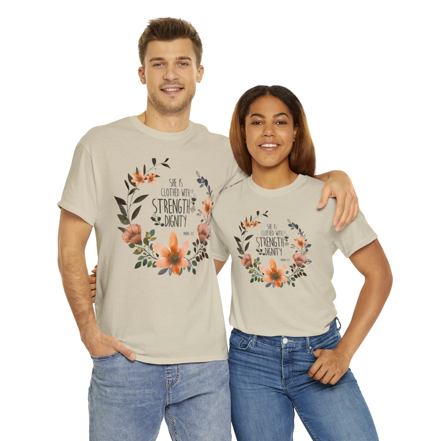 She is clothed with Strength and Dignity - Unisex Heavy Cotton Short Sleeve Tee