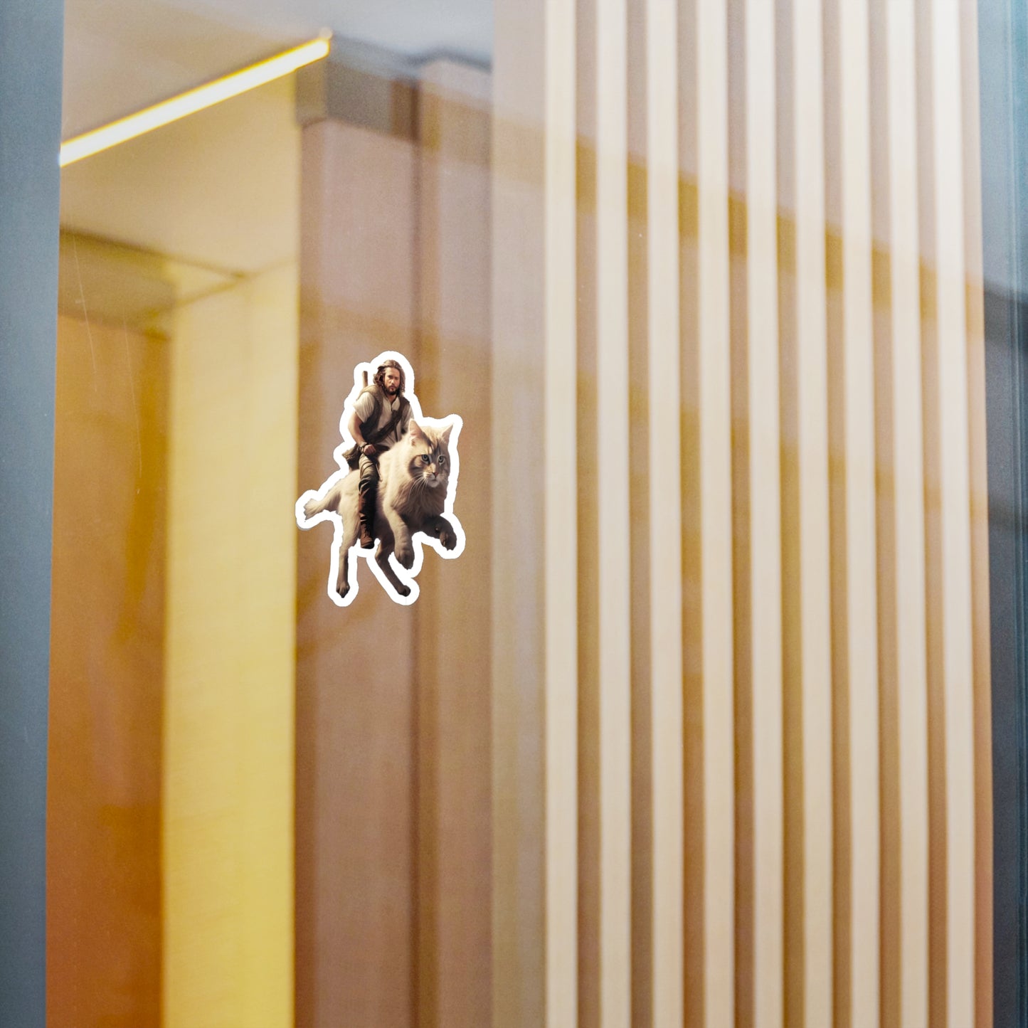 Jesus on a Giant Cat Kiss-Cut Vinyl Decals