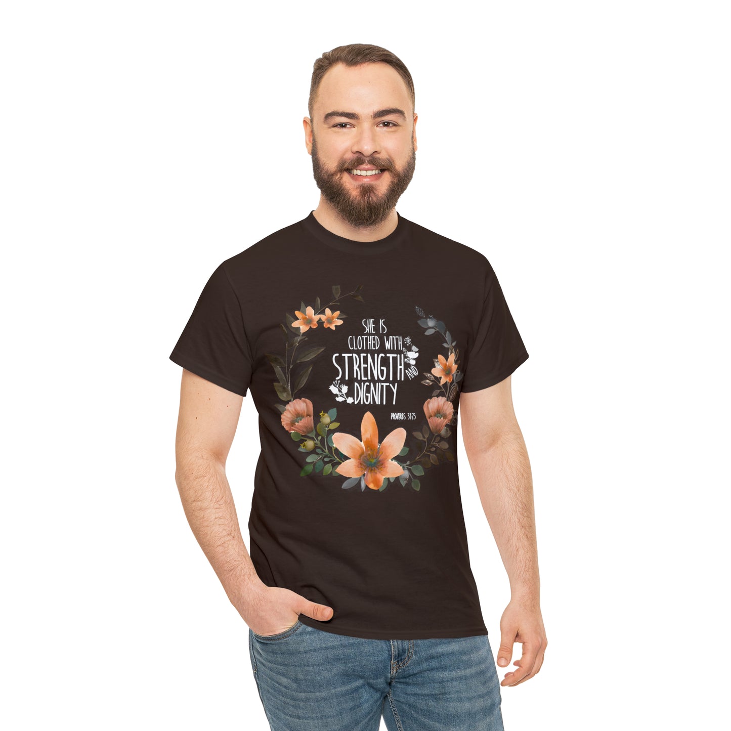 She is clothed with Strength and Dignity - Unisex Heavy Cotton Short Sleeve Tee