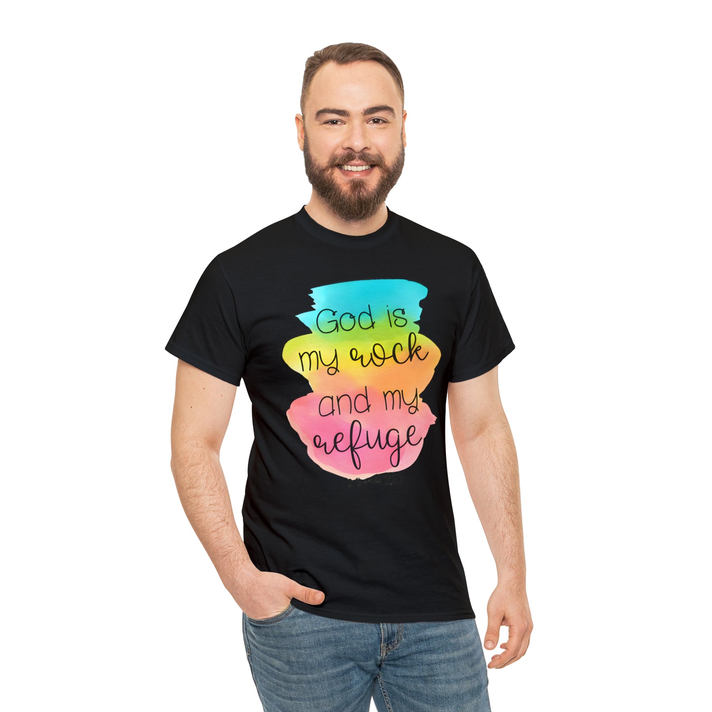 God is my rock and my refuge - Unisex Heavy Cotton Short Sleeve Tee