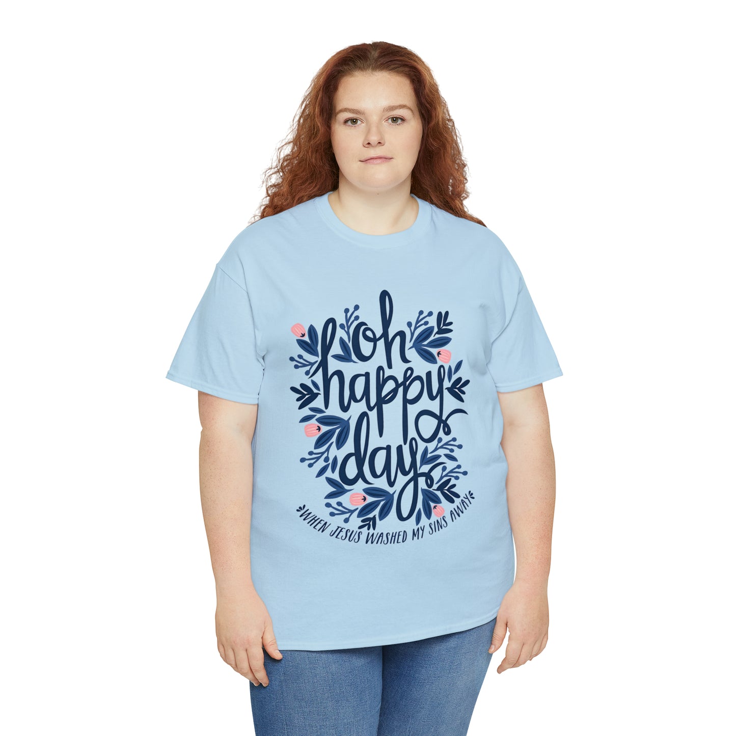 O Happy Day! When Jesus washed my sins away - Unisex Heavy Cotton Short Sleeve Tee