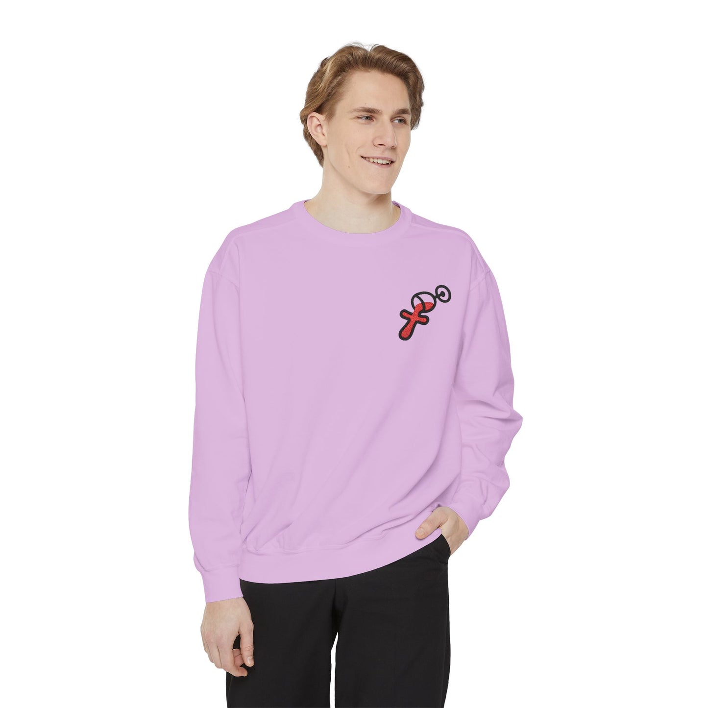 “Sip of Sacrifice” Embroidered Crewneck — Disciple Dad (Water-Into-Wine Drop Collection)