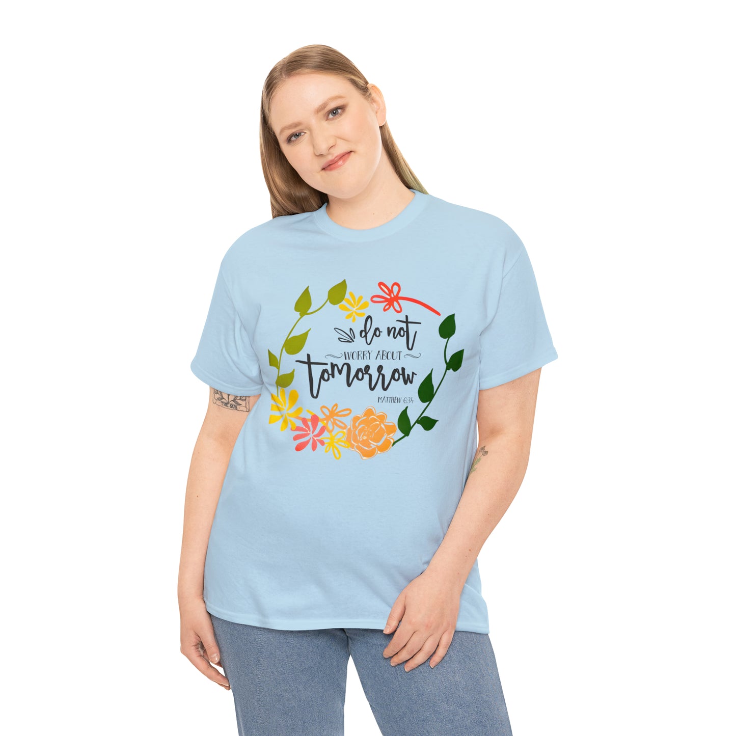 Do not worry about tomorrow (Matthew) - Unisex Heavy Cotton Short Sleeve Tee