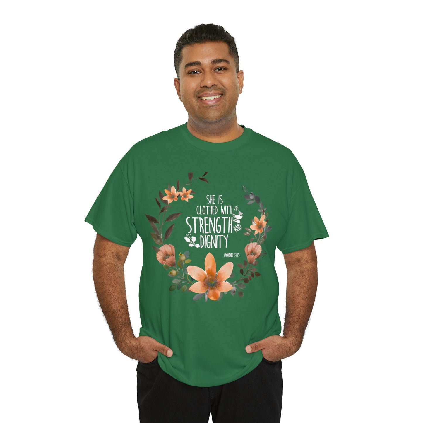 She is clothed with Strength and Dignity - Unisex Heavy Cotton Short Sleeve Tee