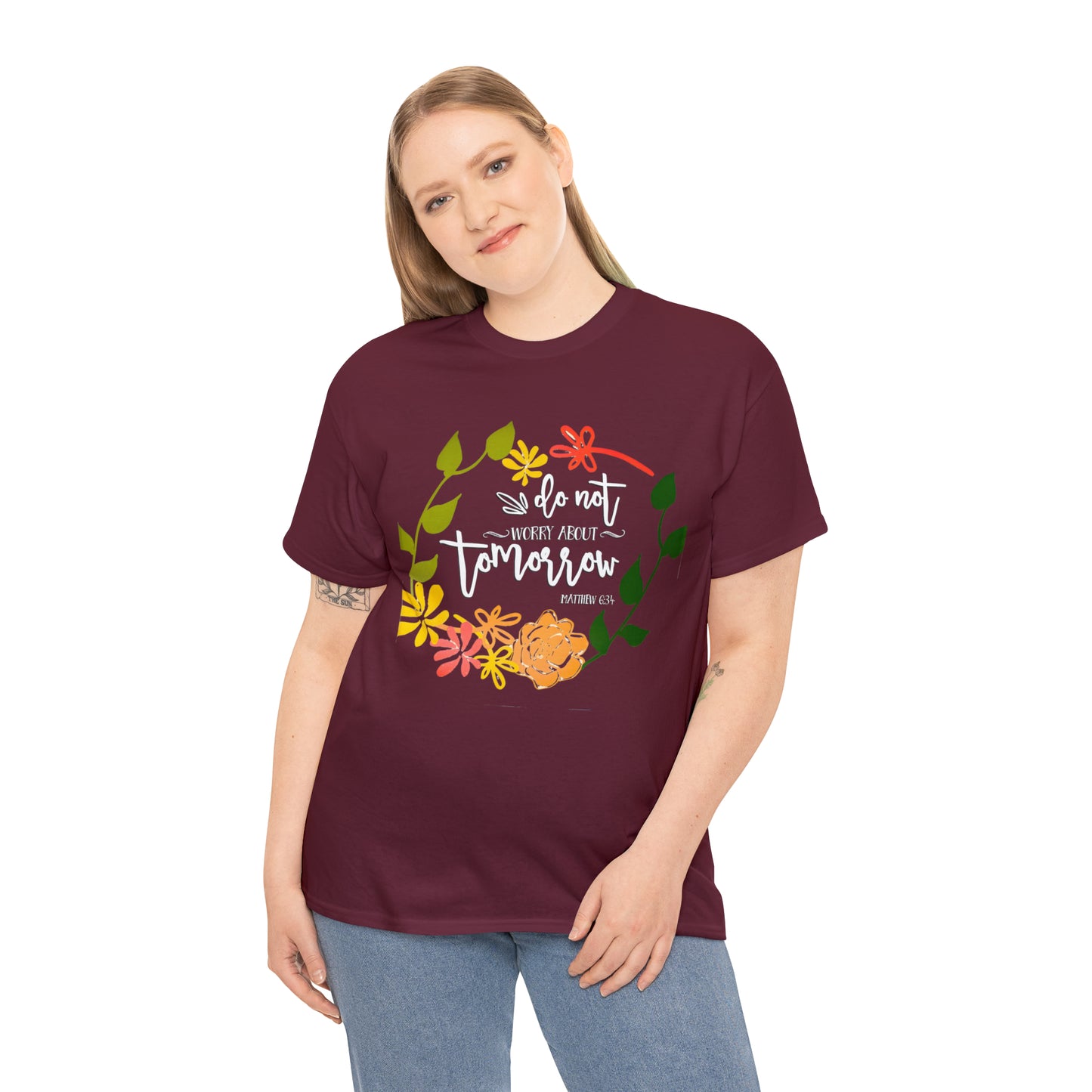 Do not worry about tomorrow (Matthew) - Unisex Heavy Cotton Short Sleeve Tee