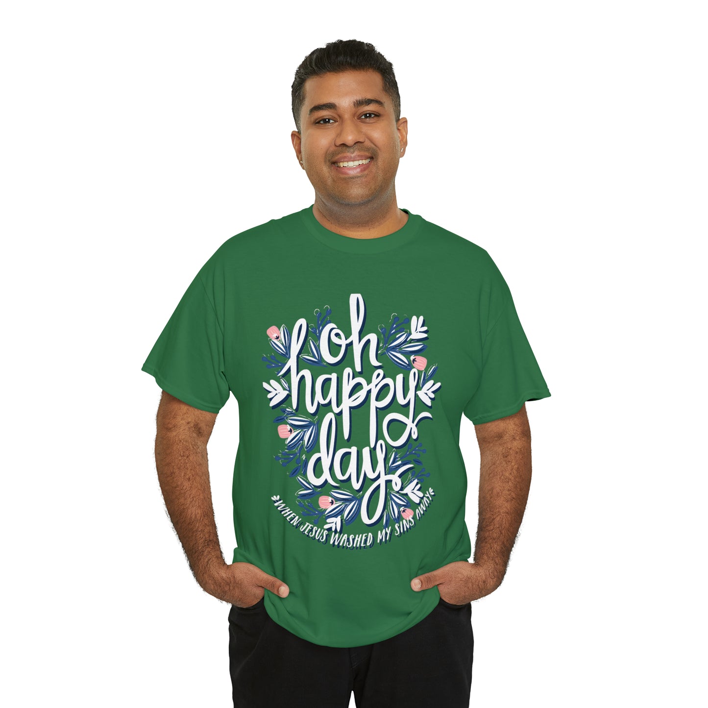 O Happy Day! When Jesus washed my sins away - Unisex Heavy Cotton Short Sleeve Tee