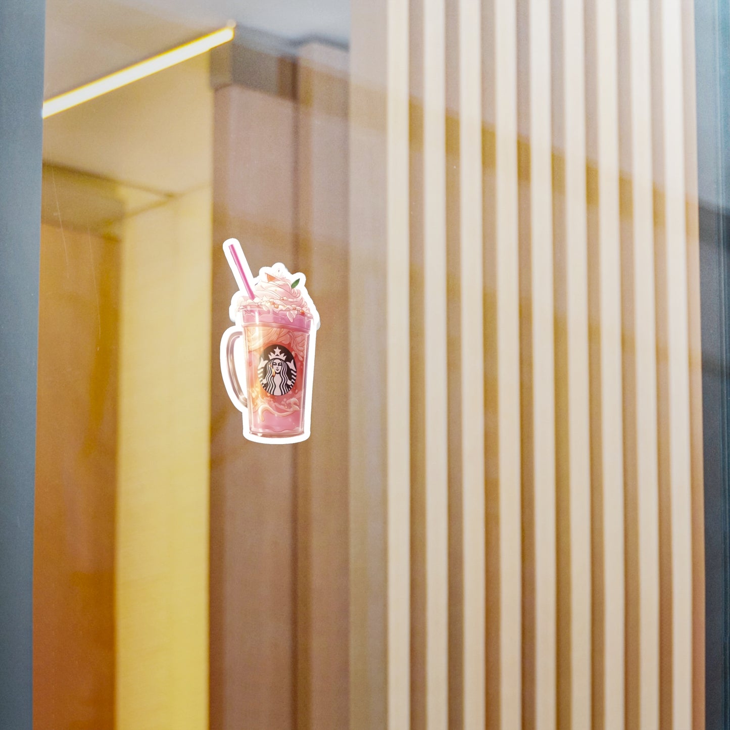 Pink Starbucks Drink (Anime Art Style)  Kiss-Cut Vinyl Decals