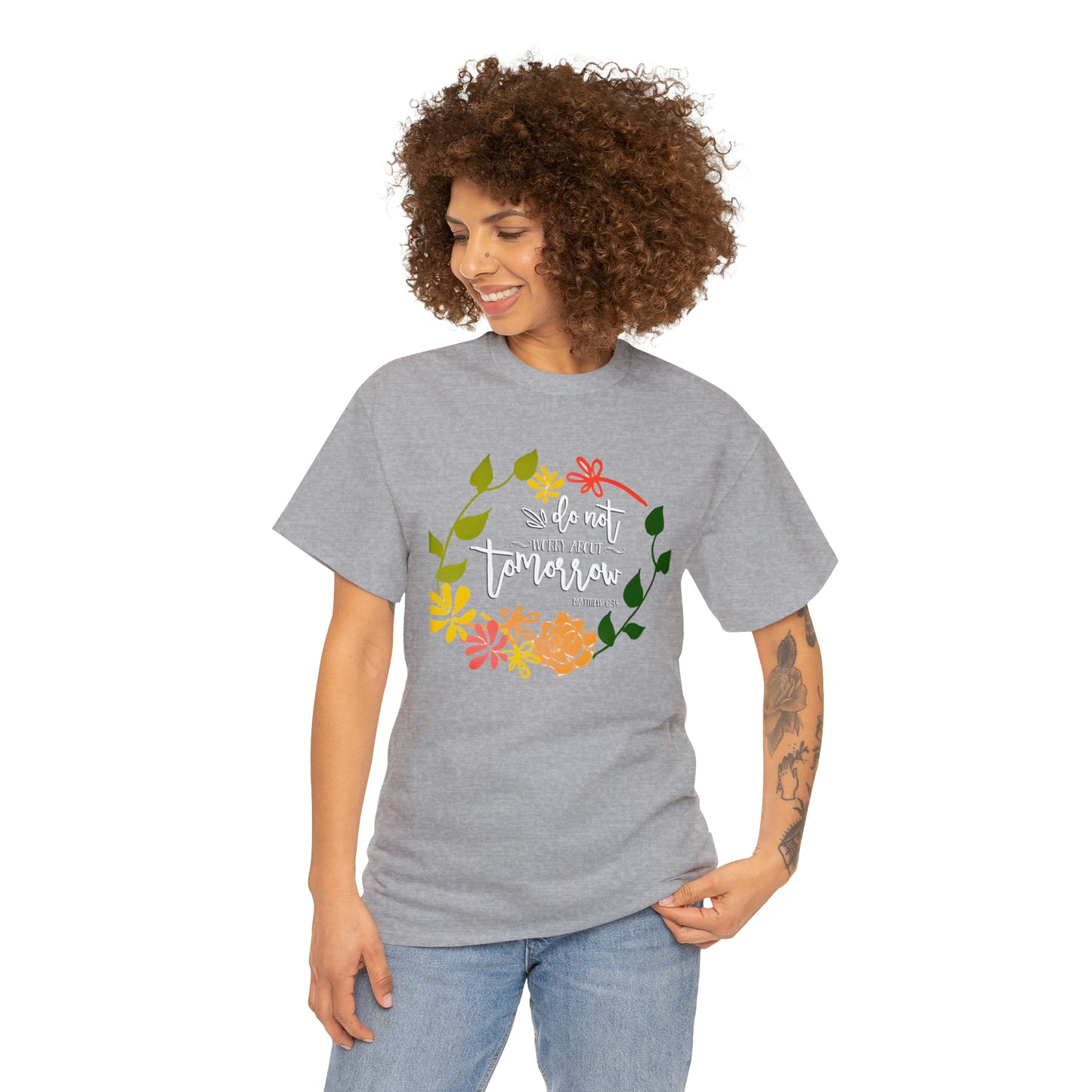 Do not worry about tomorrow (Matthew) - Unisex Heavy Cotton Short Sleeve Tee