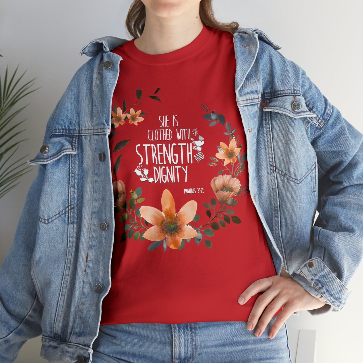 She is clothed with Strength and Dignity - Unisex Heavy Cotton Short Sleeve Tee