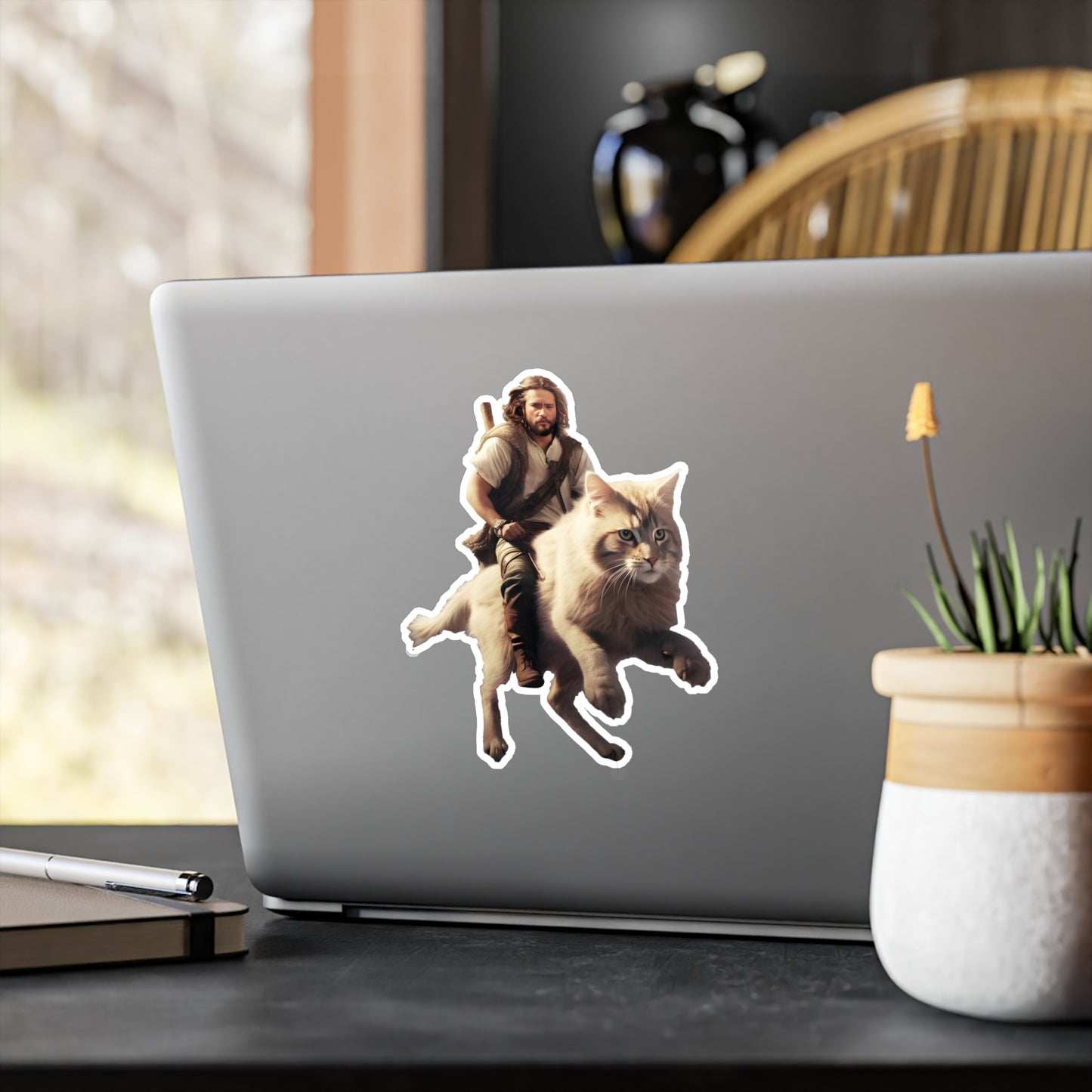 Jesus on a Giant Cat Kiss-Cut Vinyl Decals
