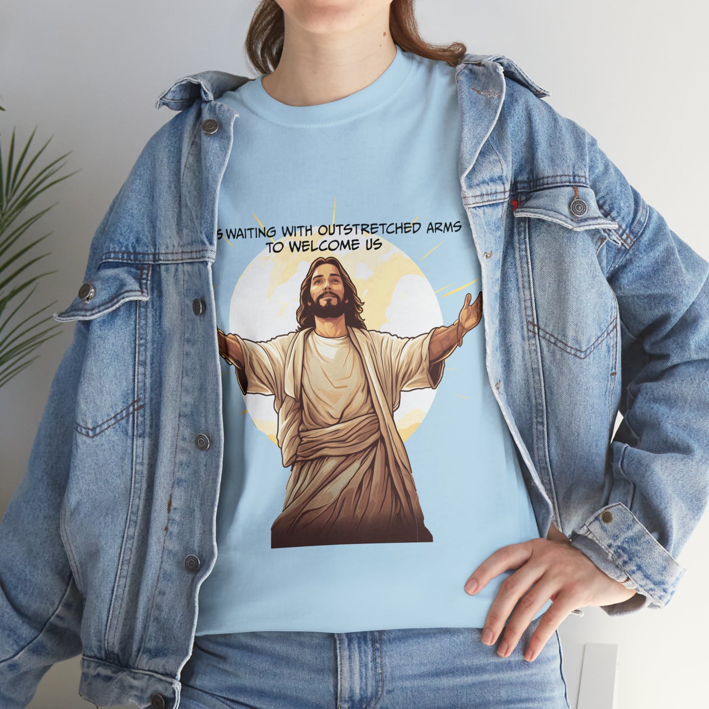He is Waiting with Outstretched Arms to Welcome Us -  Unisex Heavy Cotton Tee (MB)