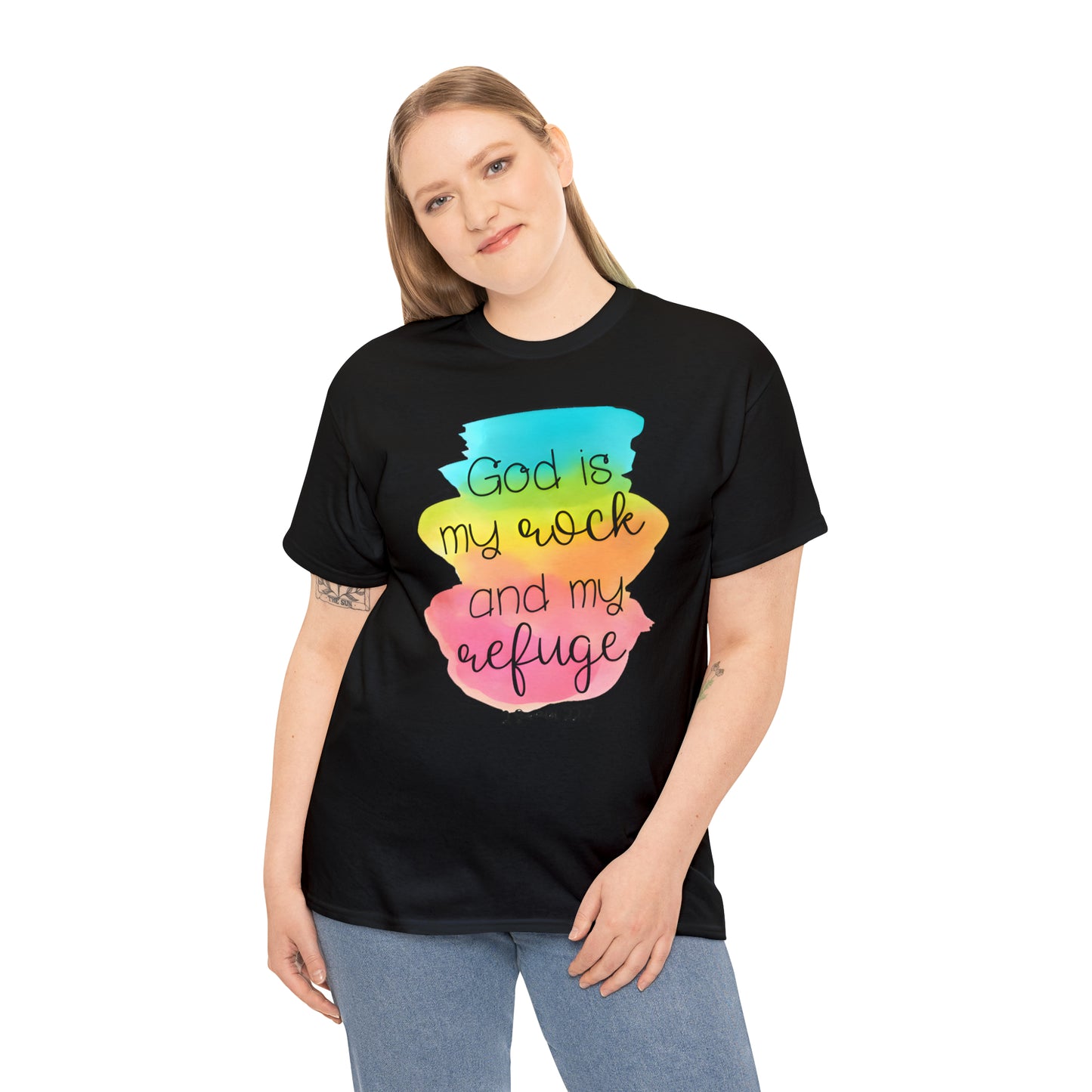 God is my rock and my refuge - Unisex Heavy Cotton Short Sleeve Tee