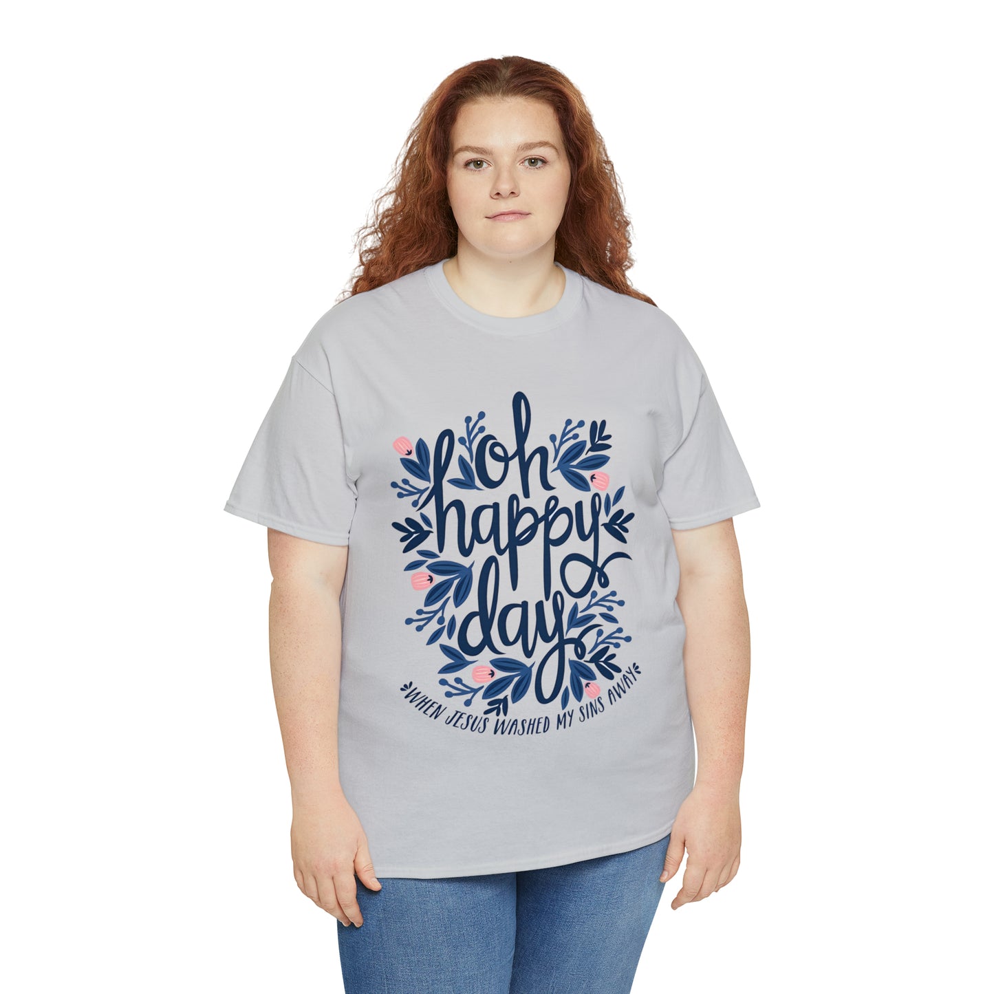 O Happy Day! When Jesus washed my sins away - Unisex Heavy Cotton Short Sleeve Tee
