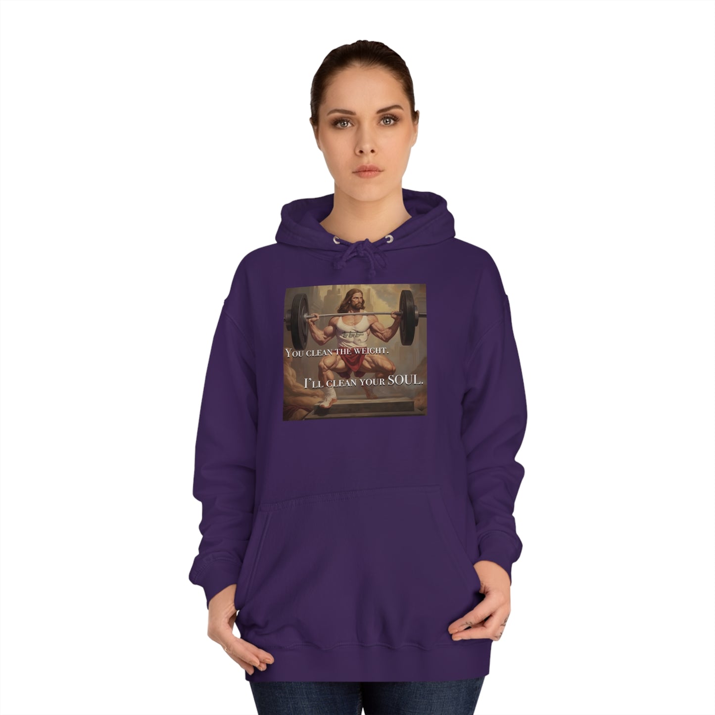 Body Builder Jesus Power Cleans Your Soul Unisex College Hoodie