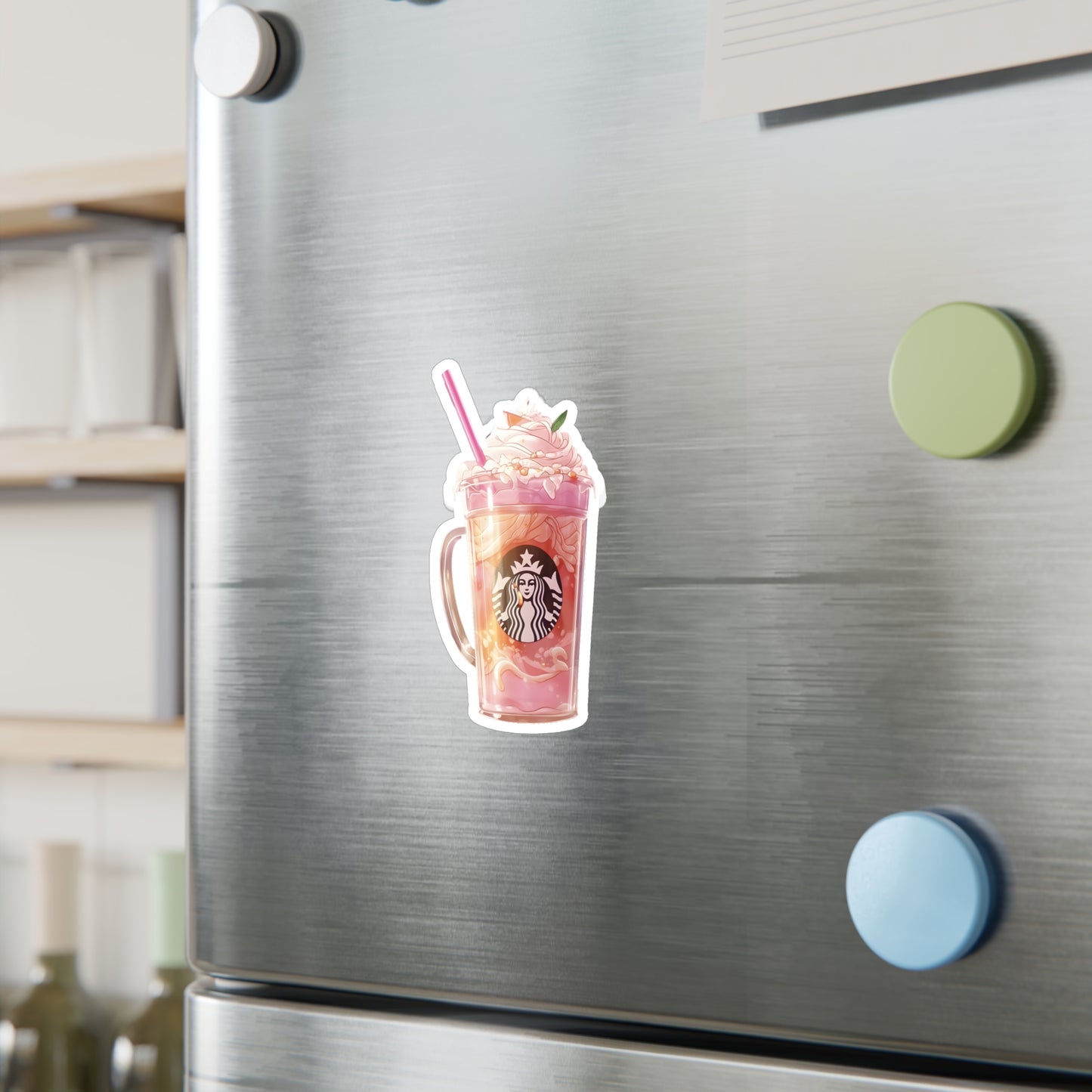 Pink Starbucks Drink (Anime Art Style)  Kiss-Cut Vinyl Decals