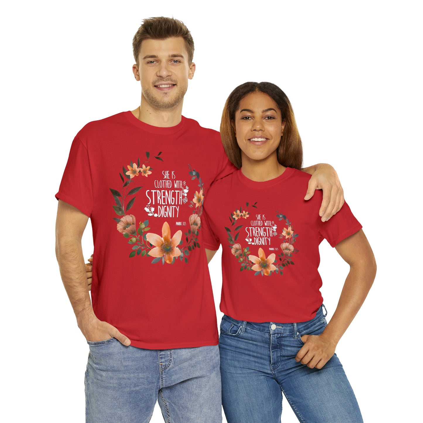 She is clothed with Strength and Dignity - Unisex Heavy Cotton Short Sleeve Tee