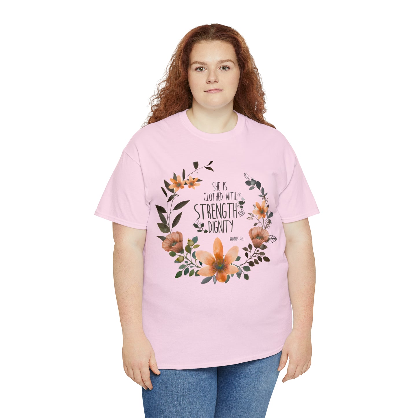 She is clothed with Strength and Dignity - Unisex Heavy Cotton Short Sleeve Tee