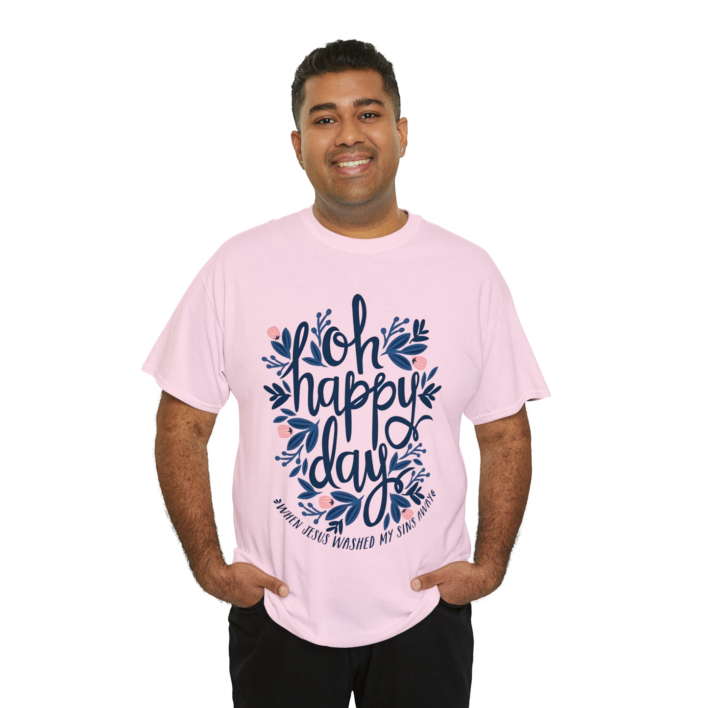 O Happy Day! When Jesus washed my sins away - Unisex Heavy Cotton Short Sleeve Tee